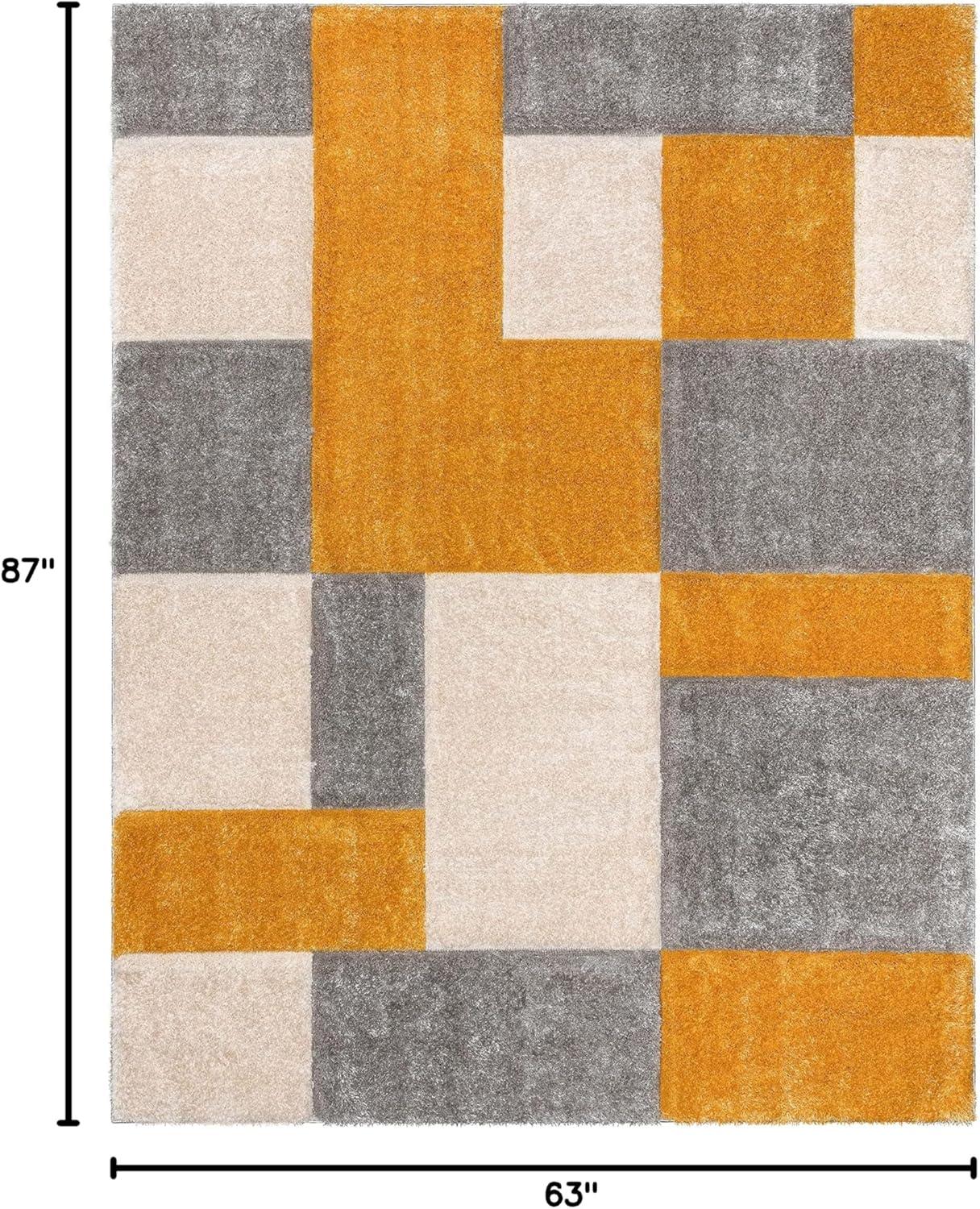 Cobina Escondido Yellow Modern Geometric 3D Textured Shag Rug