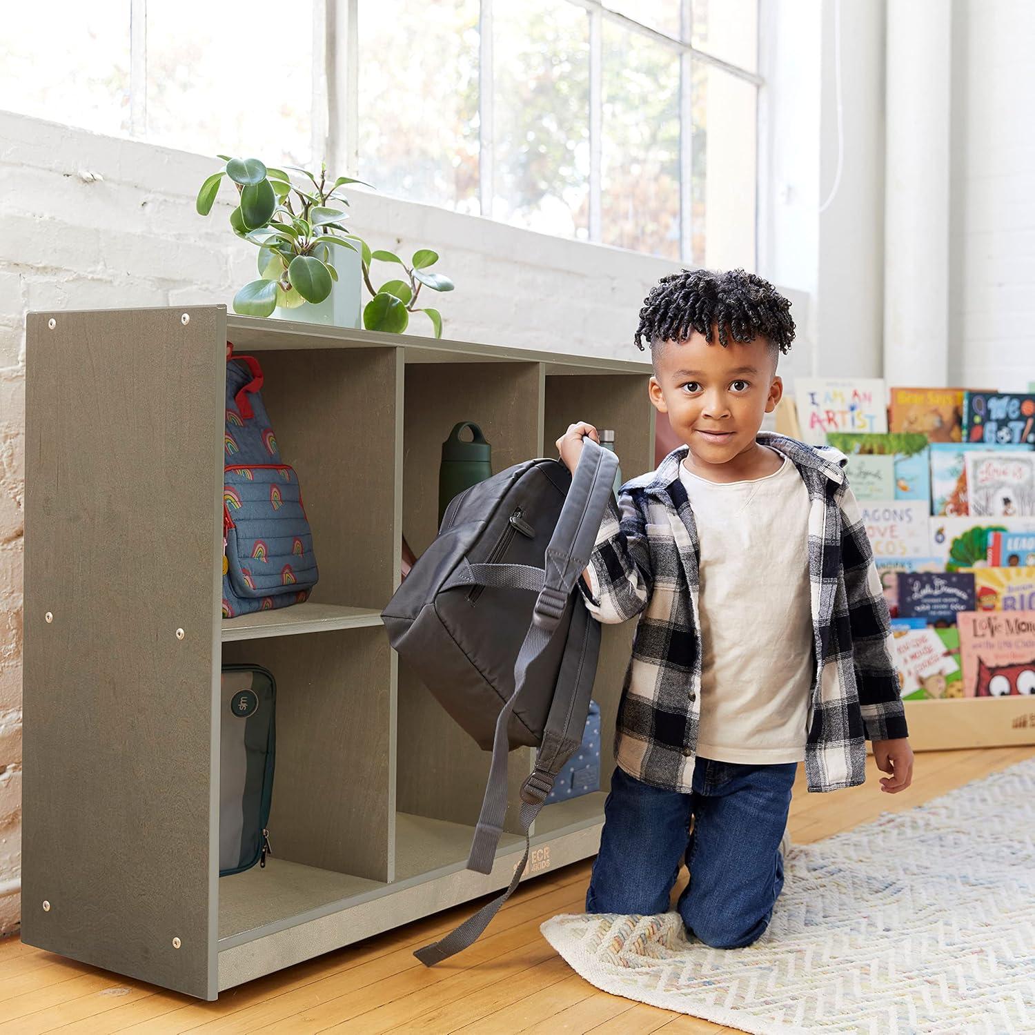 ECR4Kids 8-Compartment Mobile Backpack Storage Cabinet, Grey Wash