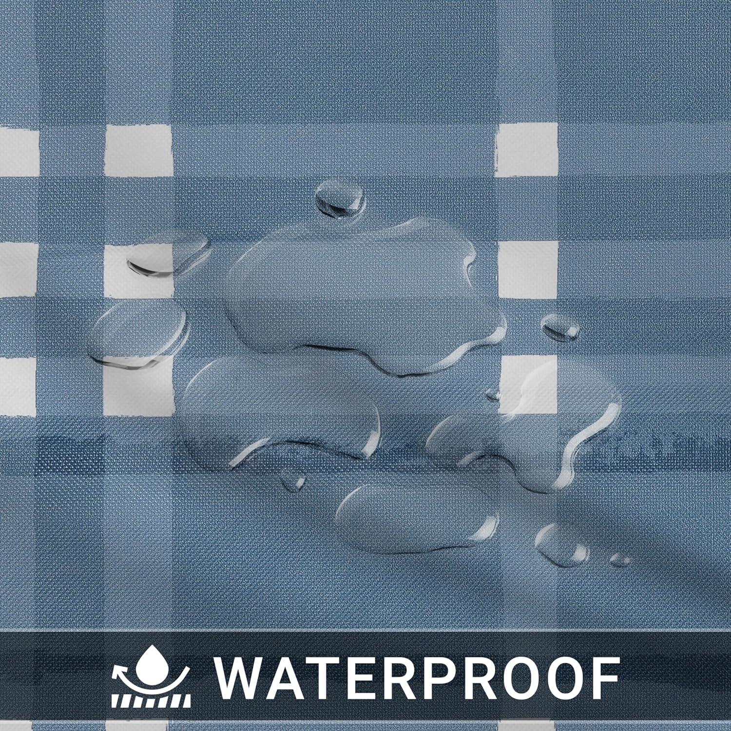 Blue Plaid Vinyl Round Tablecloth 60 Inch for Indoor Outdoor Gatherings