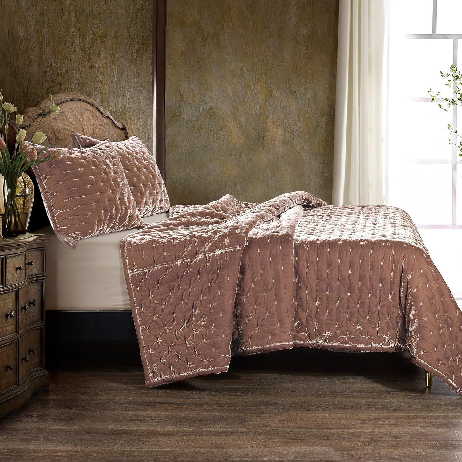 HiEnd Accents Stella Faux Silk Velvet Classic Chic Modern Rustic Romantic Western 1 Piece Quilt