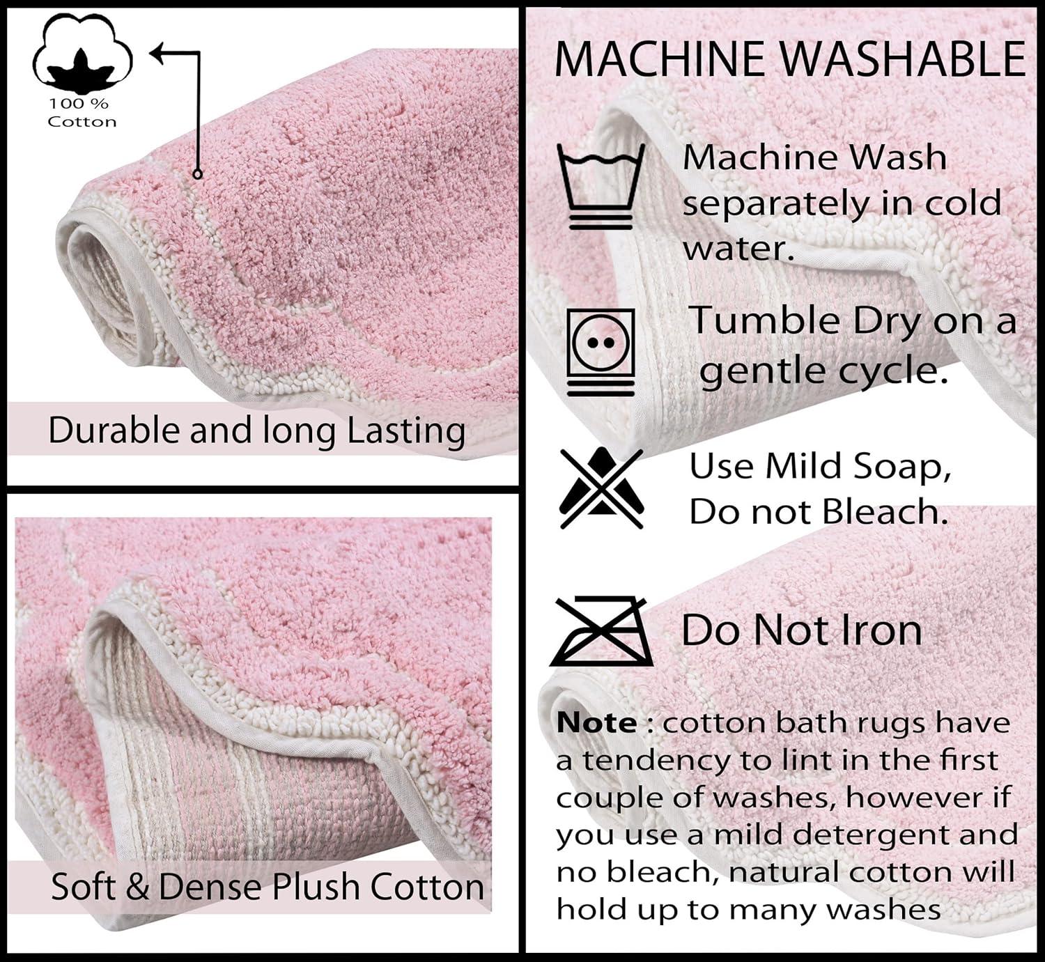 Home Weavers Inc Home Weavers Allure Collection Absorbent Cotton, Machine Washable and Dry Bath Rugs Pink 21"x34"