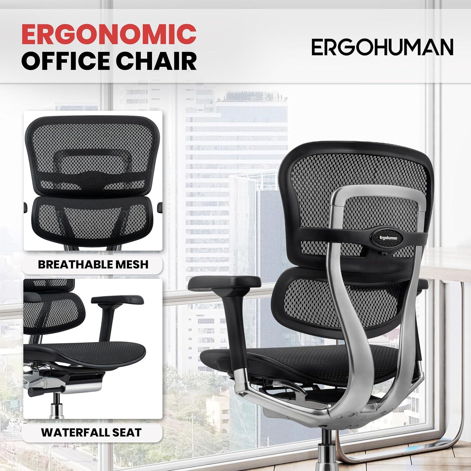 Ergo Executive High Back Swivel Chair in Black Mesh and Metal