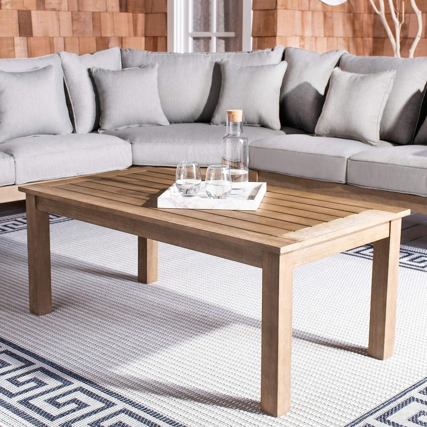 Santa Cruz Natural Eucalyptus Wood Outdoor Coffee Table