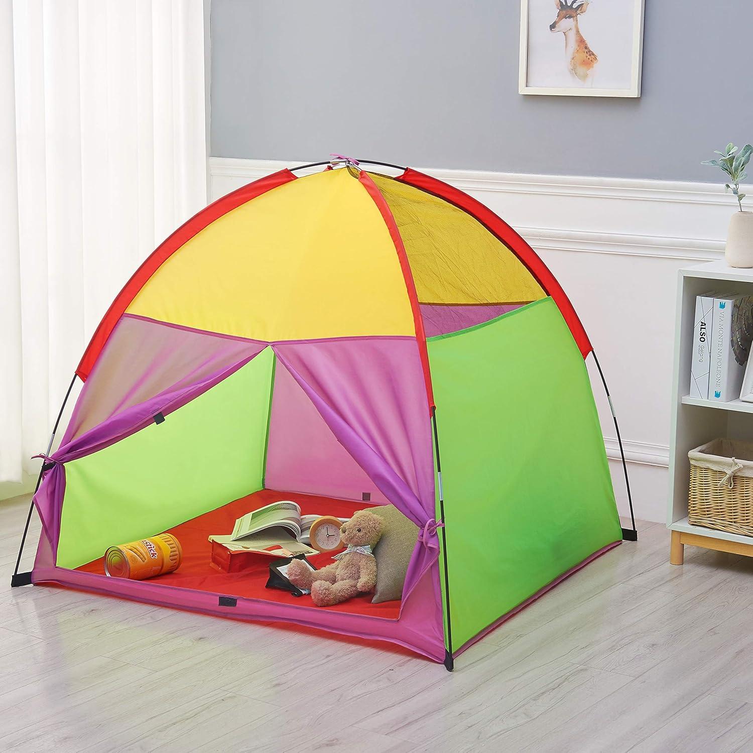 ATDAWN Kids Play Tent, Kids Pop Up Tent, Camping Playground, Indoor/Outdoor Children Playhouse for Boys and Girls, Rainbow Color