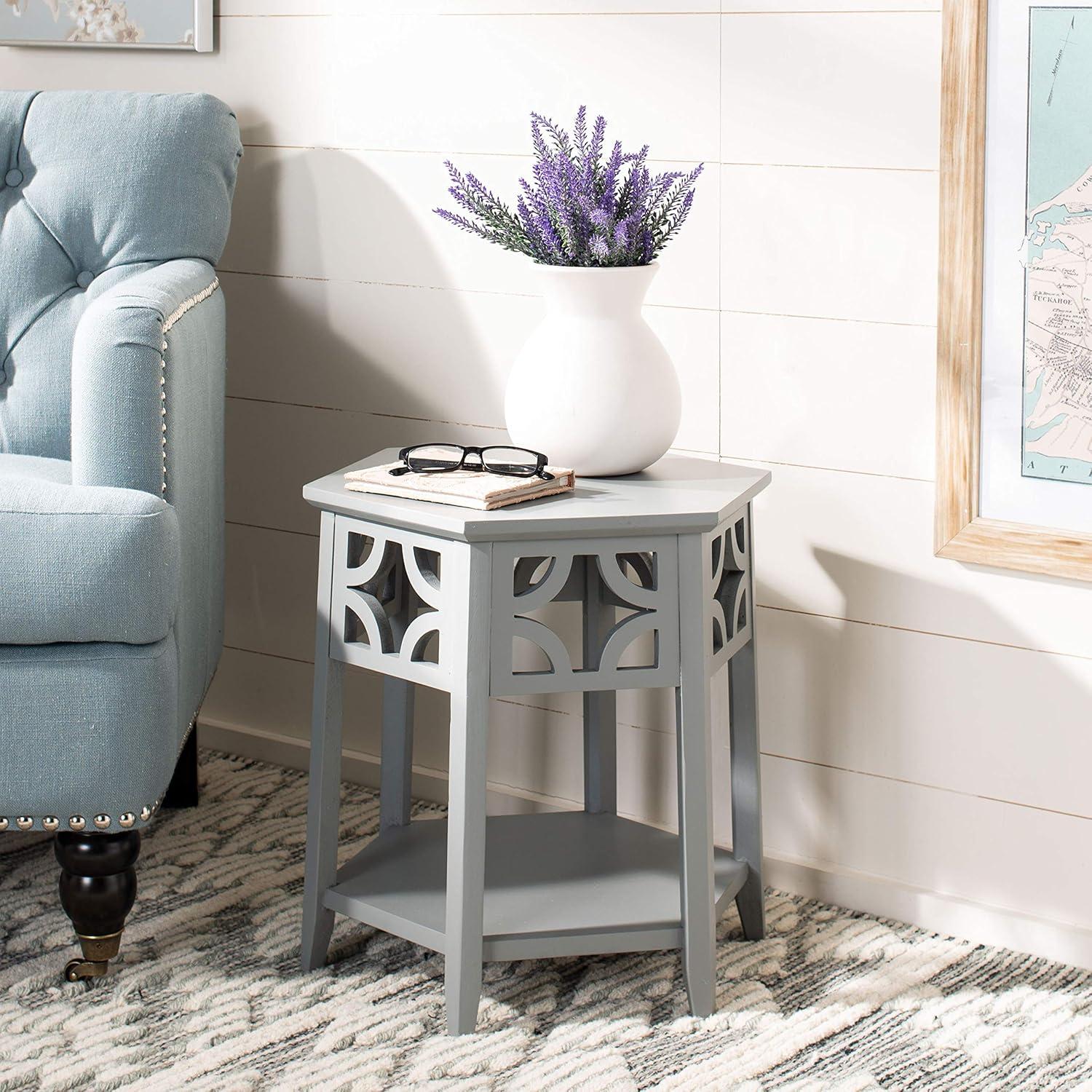 Connor Hexagon End Table - AMH4602C - Pearl Blue Grey - Safavieh Couture