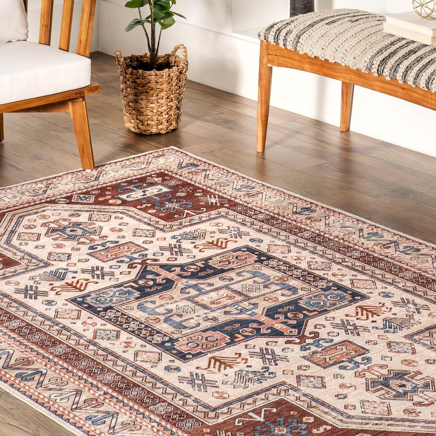 Nuloom Orla Bordered Machine Washable Indoor Area Rug