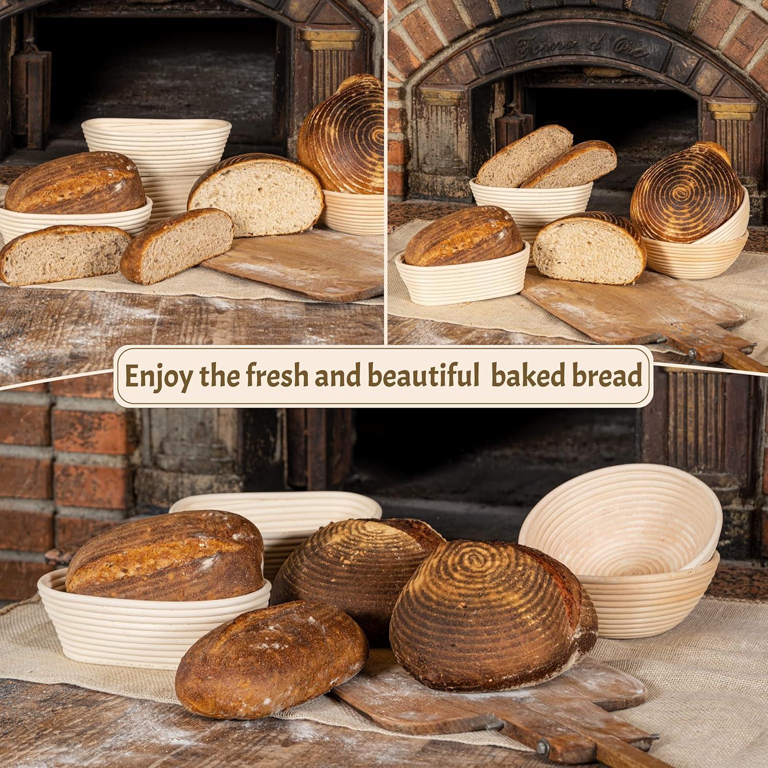 Natural Rattan Sourdough Bread Baking Kit with Proofing Baskets