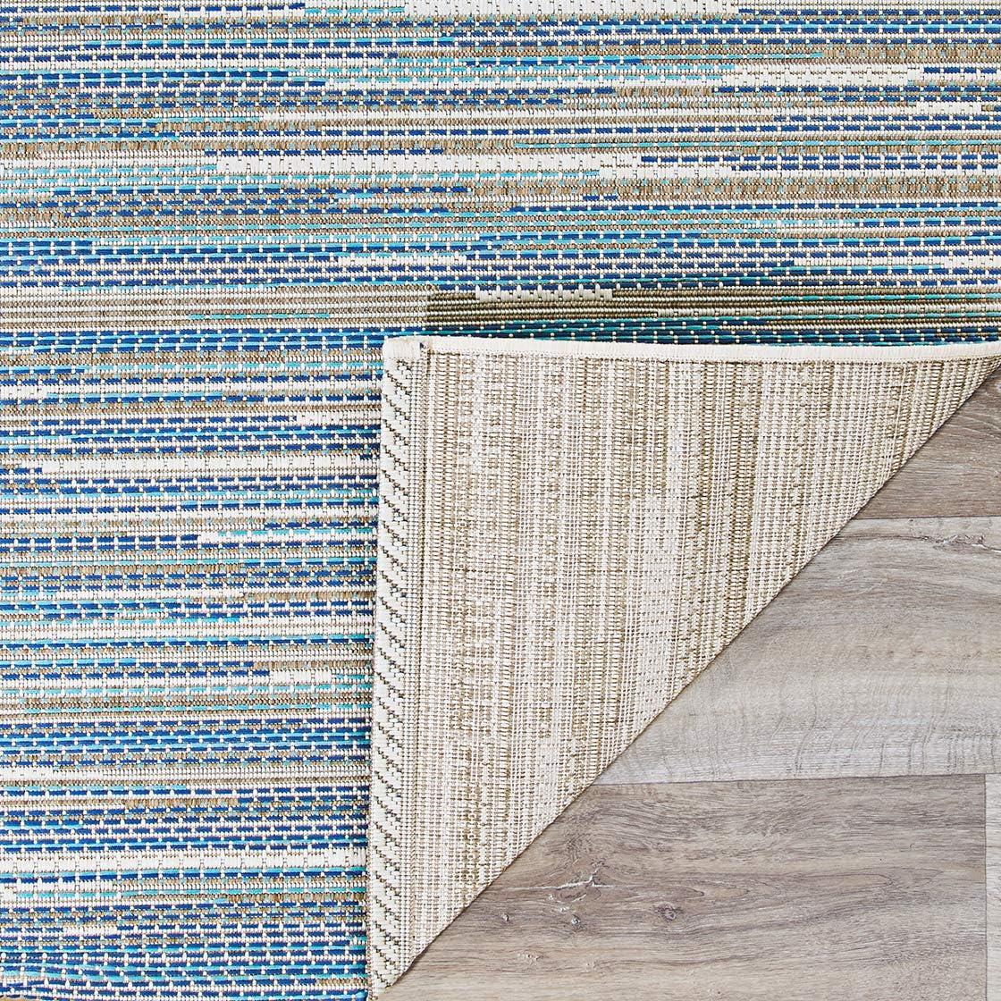 Couristan Monaco Alassio Indoor / Outdoor Area Rug, Sand-Azure Blue-Turquoise, 3'9" x 5'5"