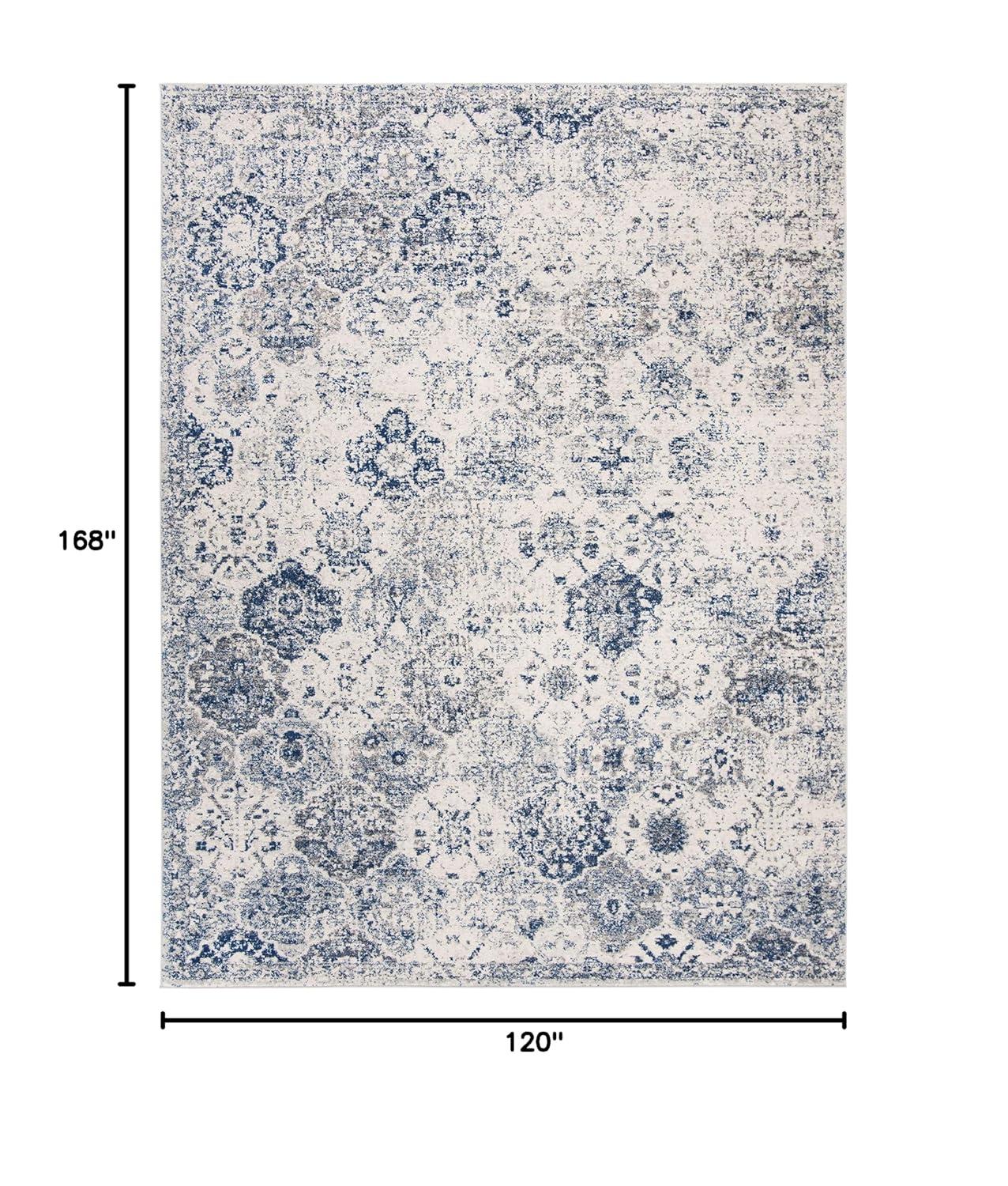 SAFAVIEH Madison Judith Distressed Area Rug, White/Royal Blue, 10' x 14'