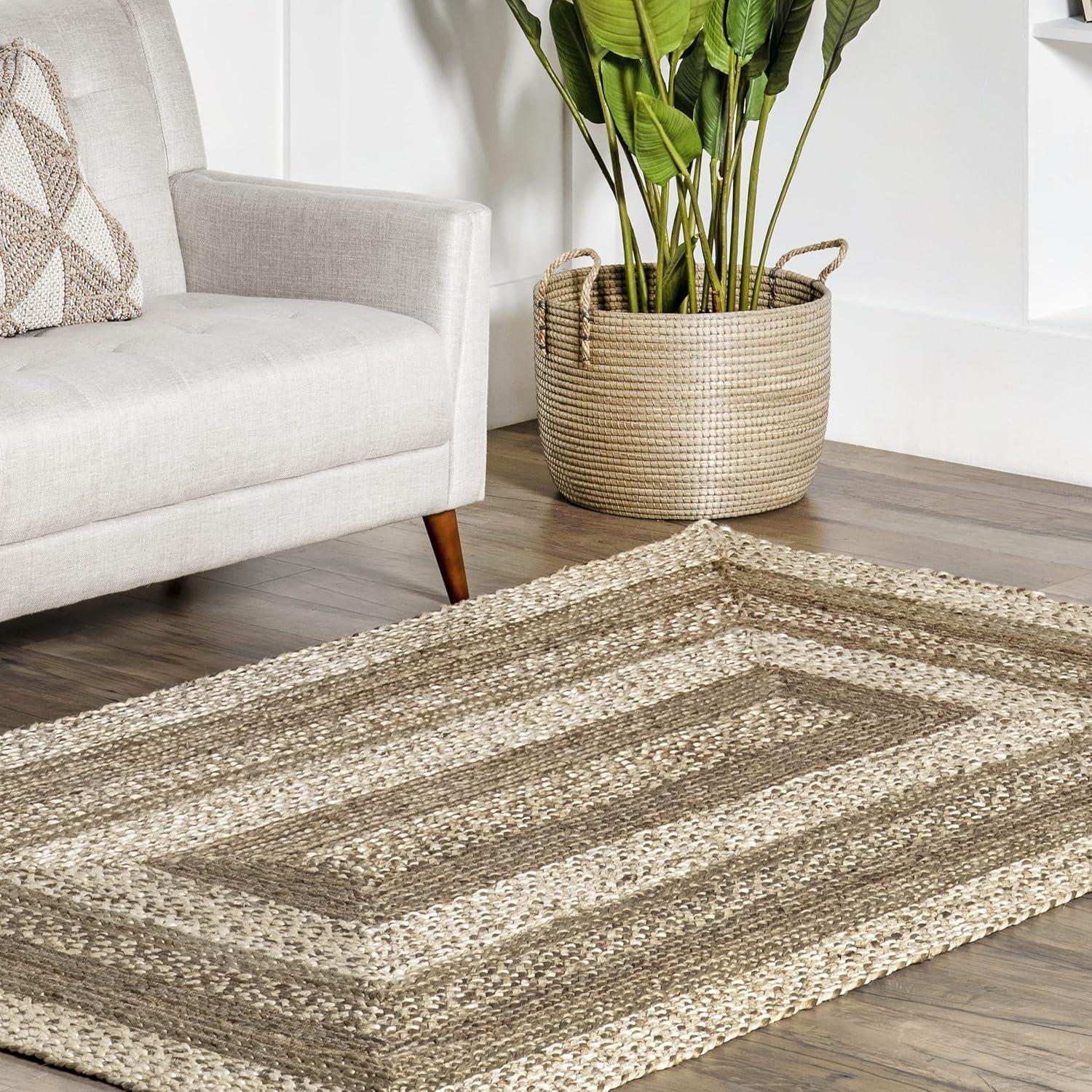 Nuloom Charlene Braided Border Jute Indoor Area Rug 8x10 in Natural