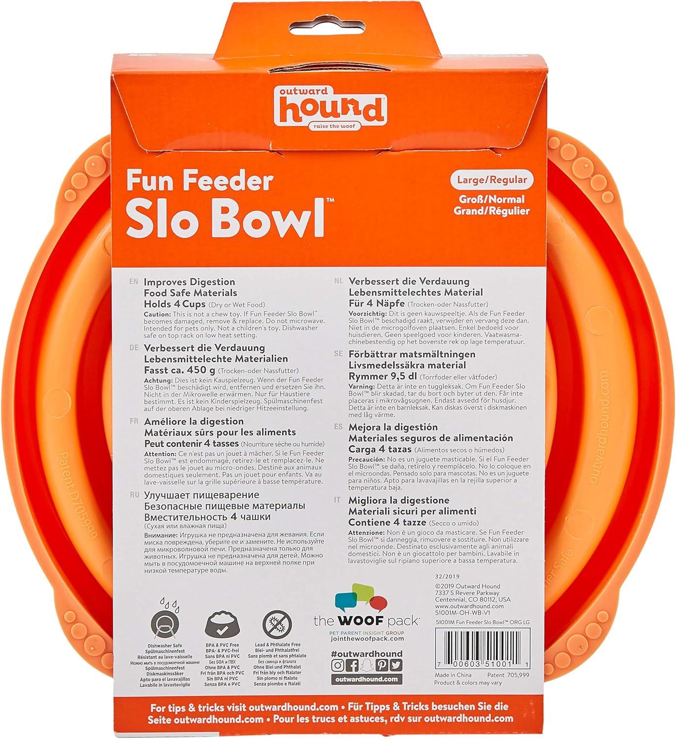 Large Orange Slow Feeder Dog Bowl with Maze Design