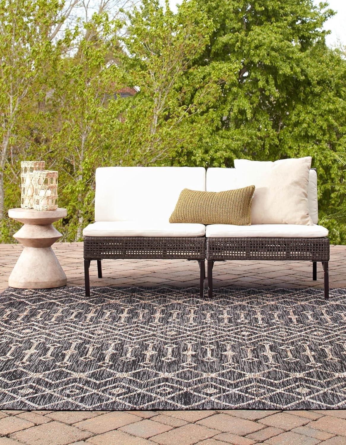 Unique Loom 5' 3 x 5' 3 Square Indoor/Outdoor Trellis Charcoal Gray Area Rug
