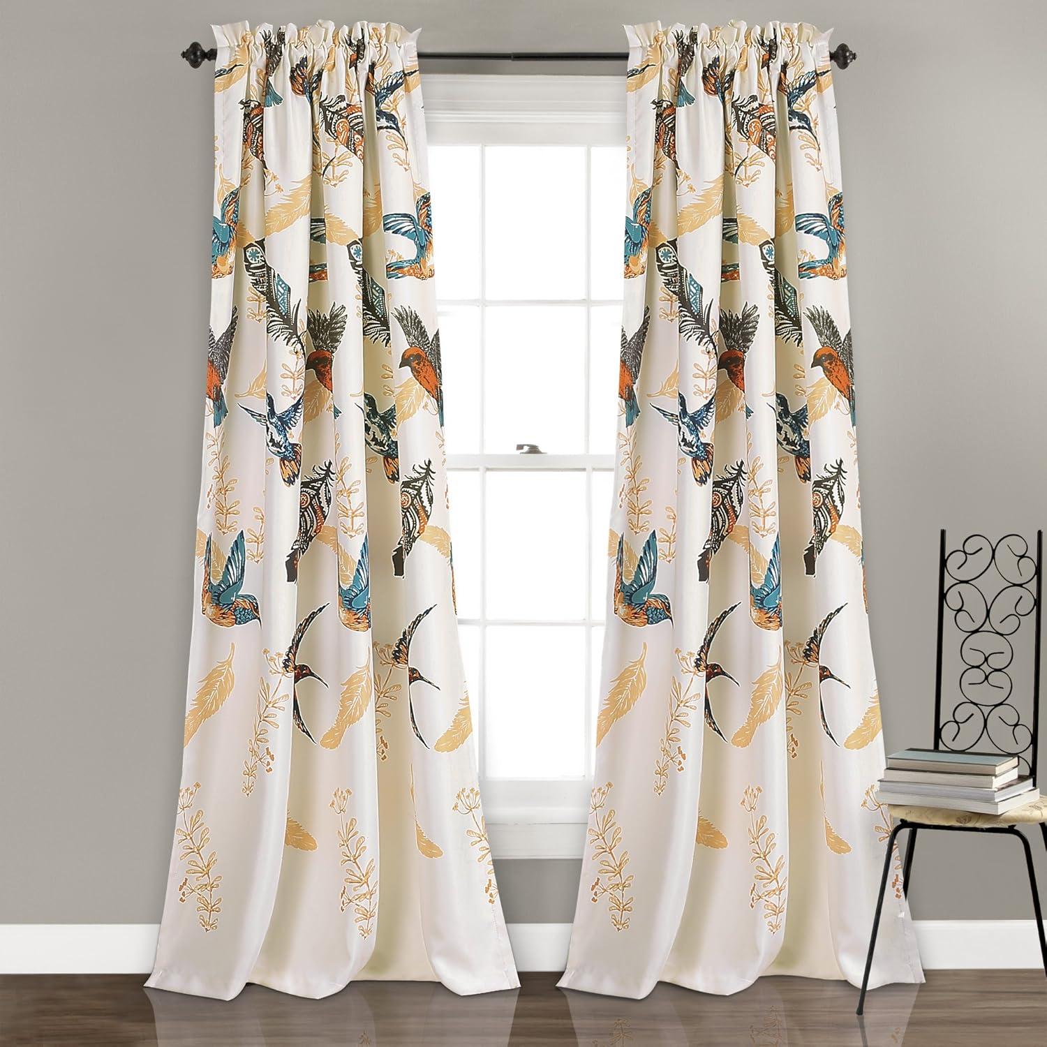 Bird Breeze Polyester Room Darkening Curtain Pair (Set of 2)