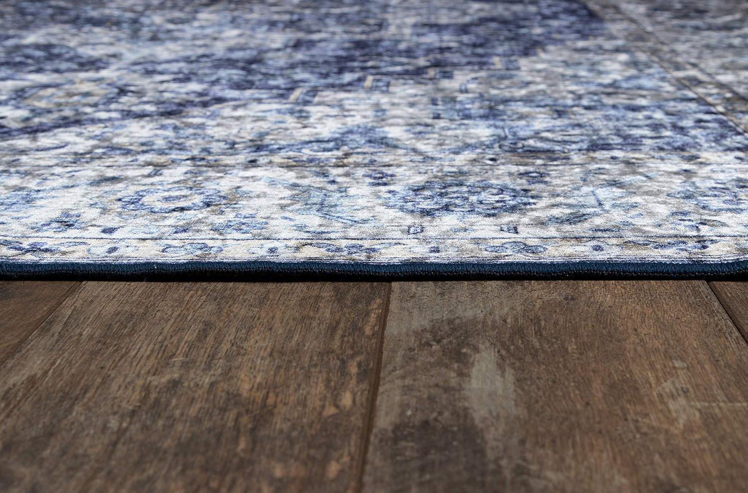 5'x8' Karachi Aria Area Rug Blue - Momeni: Geometric Bohemian, Rubber Backing, Medium Pile, Indoor Use