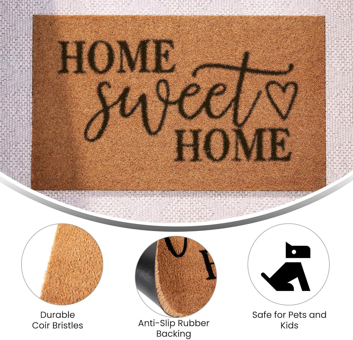 Flash Furniture Harbold 18" x 30" Indoor/Outdoor Coir Doormat with Home Sweet Home Message and Non-Slip Backing