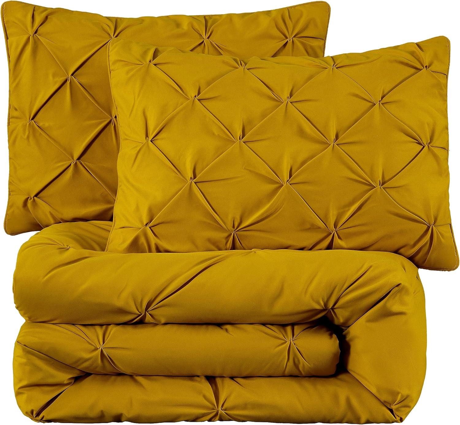 Berlin Mustard Yellow Microfiber King Comforter Set with Pillow Shams