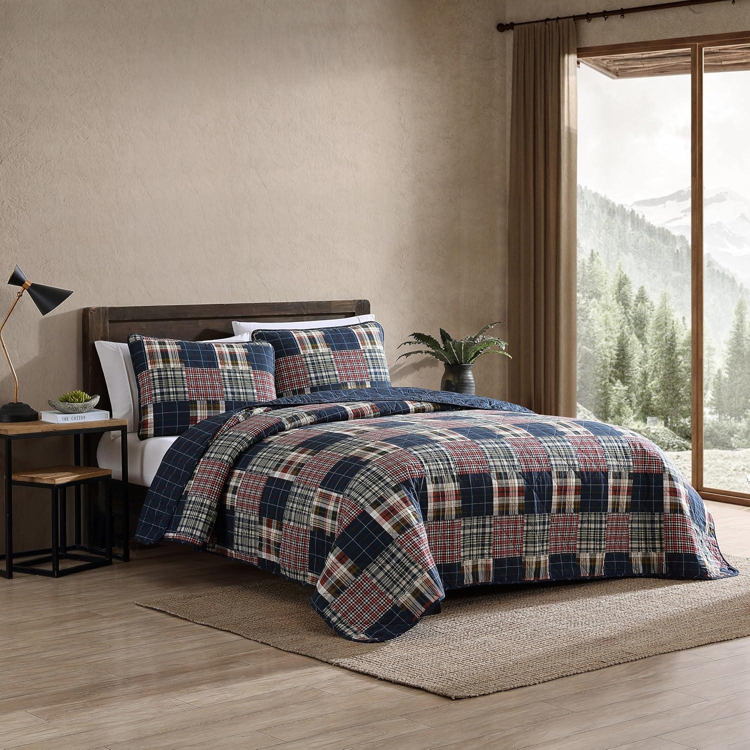 Eddie Bauer Eddie Bauer Madrona Blue Cotton Reversible Quilt Set