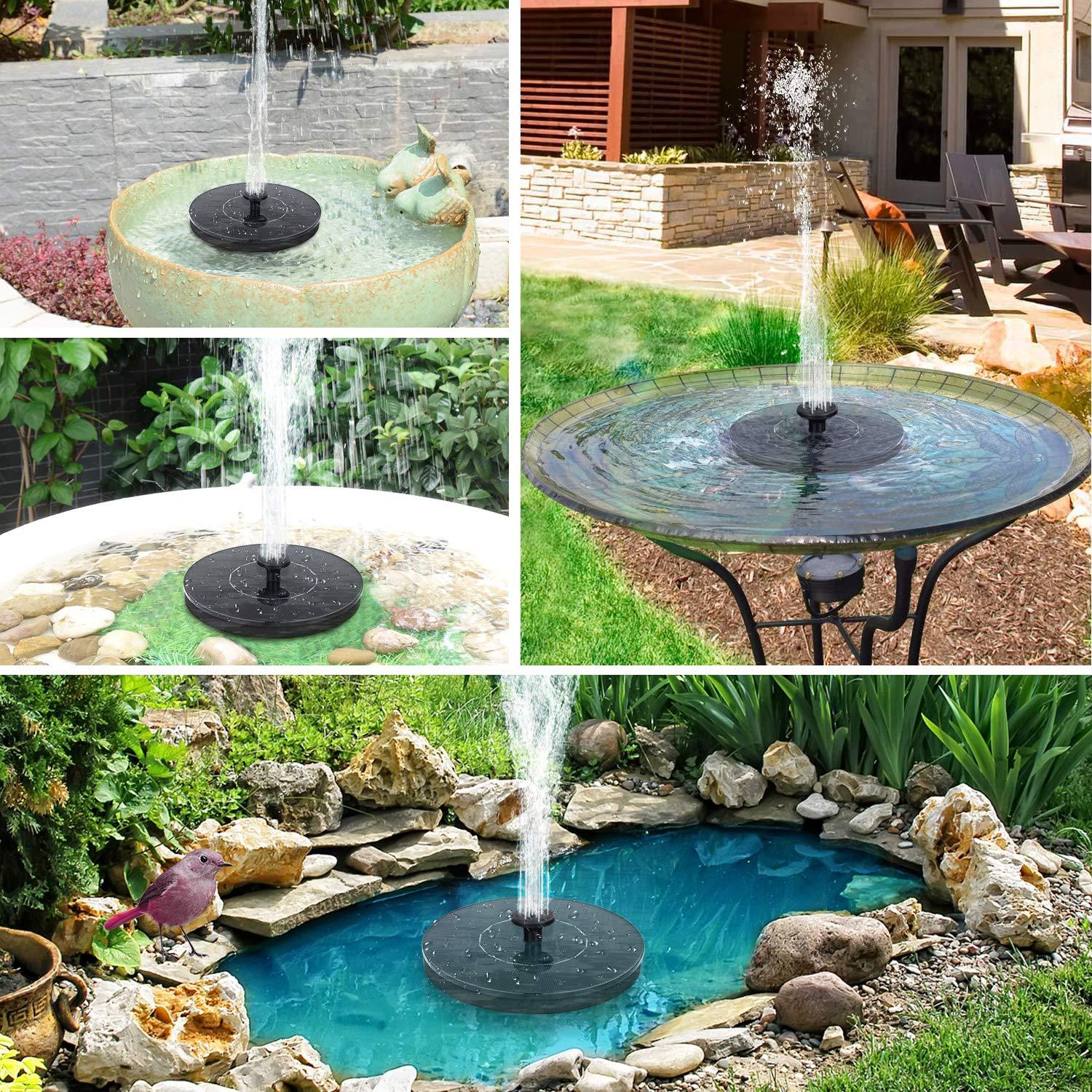 Solar Bird Bath Fountain Pump, Upgrade 3.5W Solar Fountain with 6 Nozzle, Free Standing Floating Solar Powered