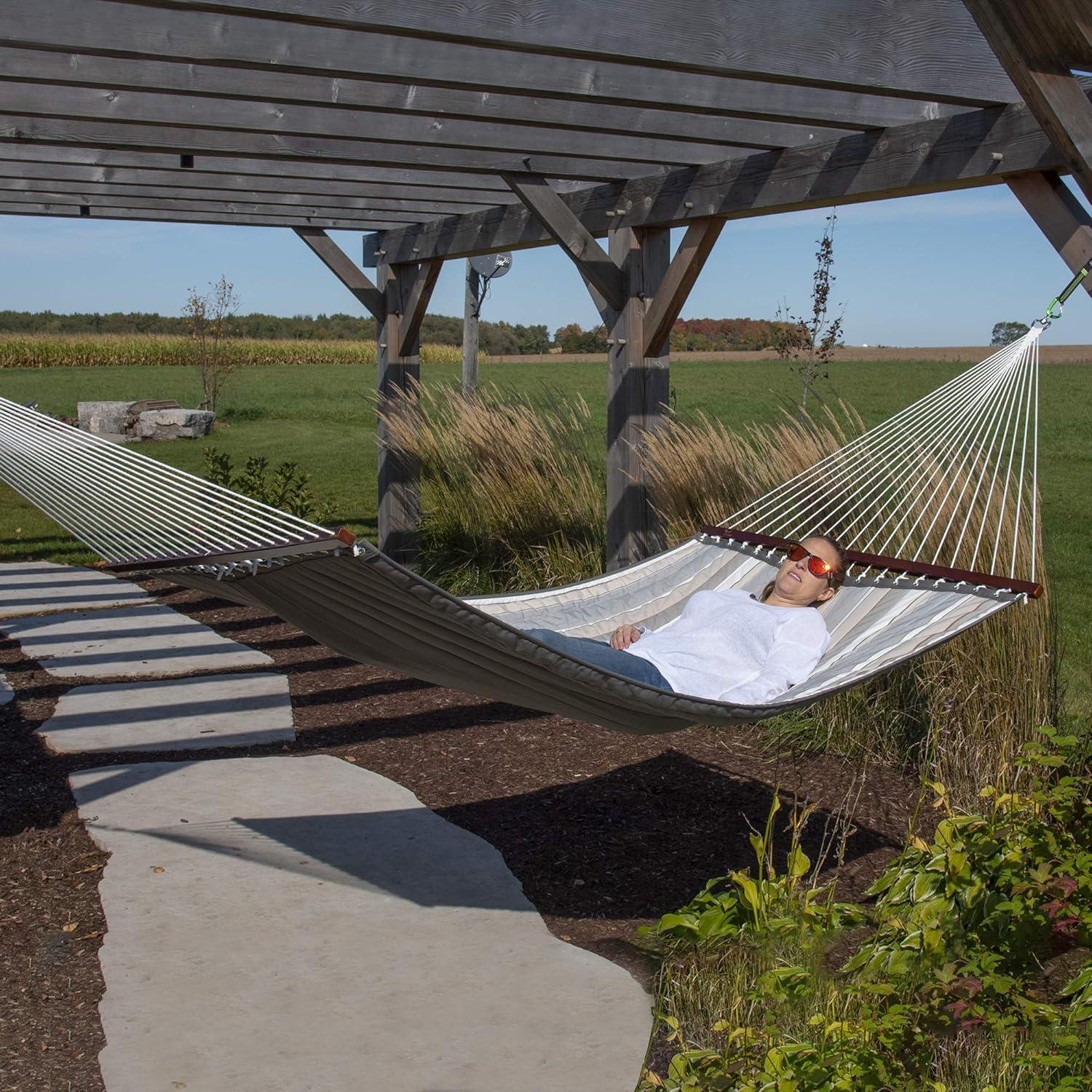 Vivere Double Sunbrella Quilted Hammock in Dove