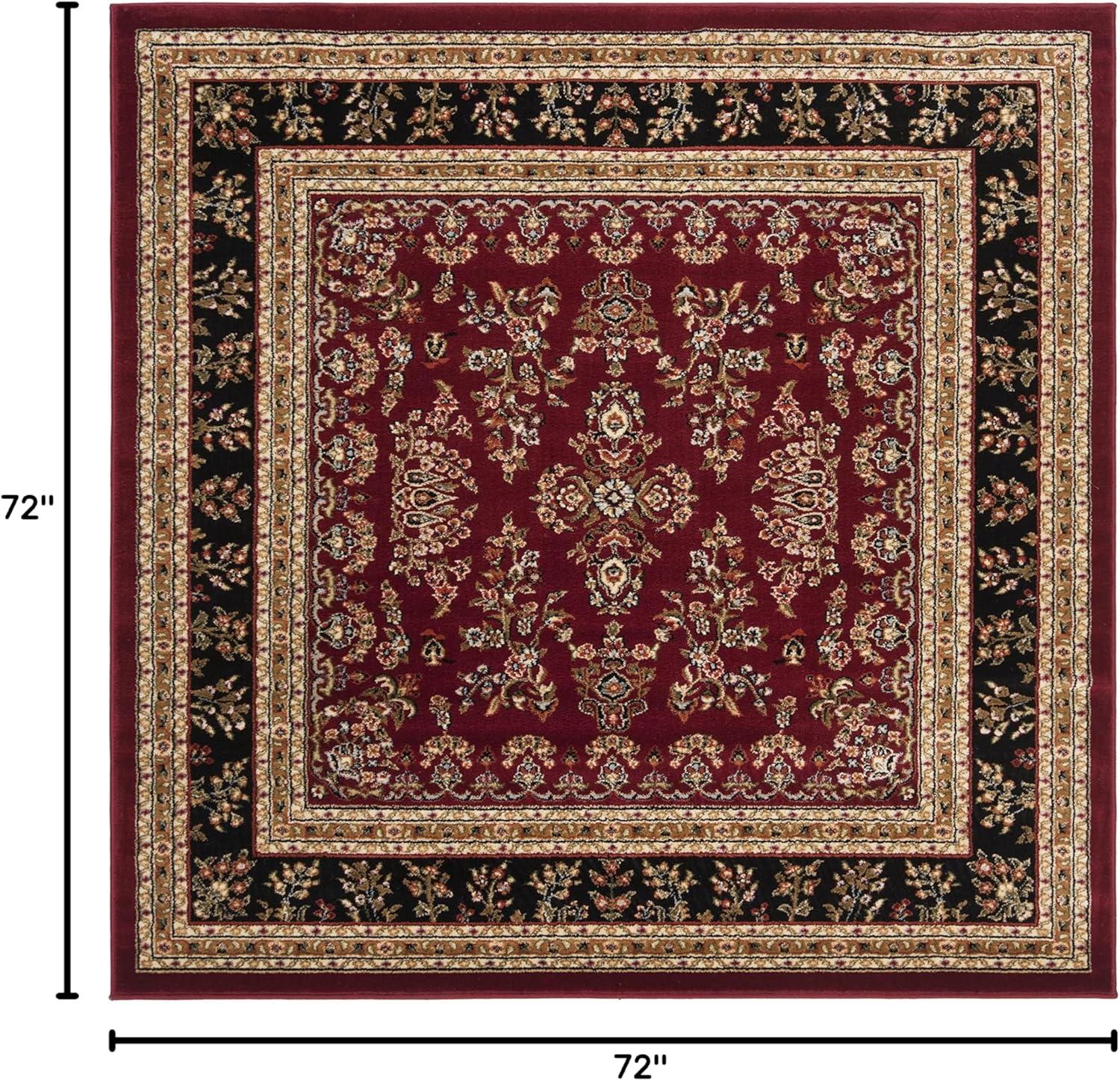 Lyndhurst Sarouk LNH331 Power Loomed Area Rug - Red/Black - 6'x6' - Safavieh