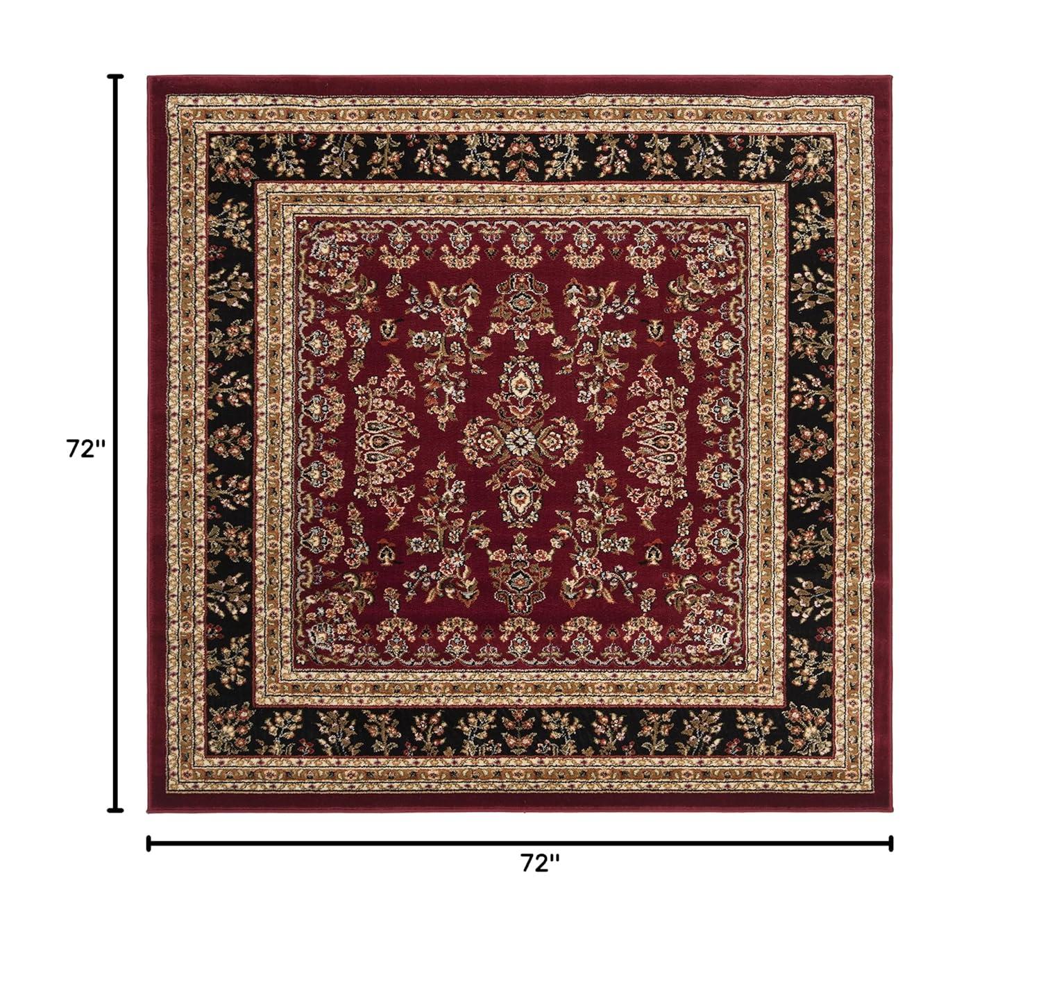 Lyndhurst Sarouk LNH331 Power Loomed Area Rug - Red/Black - 6'x6' - Safavieh