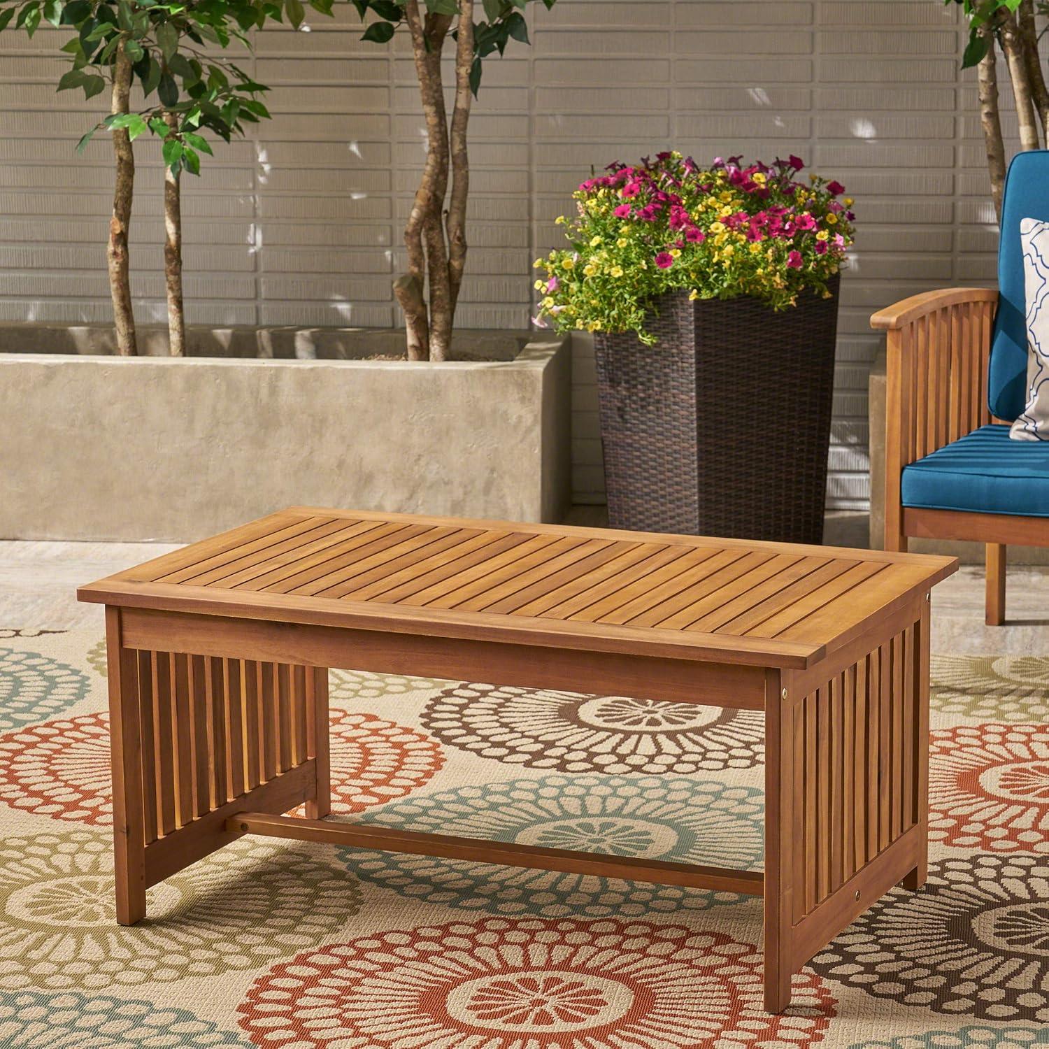 GDF Studio Navan Outdoor Acacia Wood Coffee Table, Brown