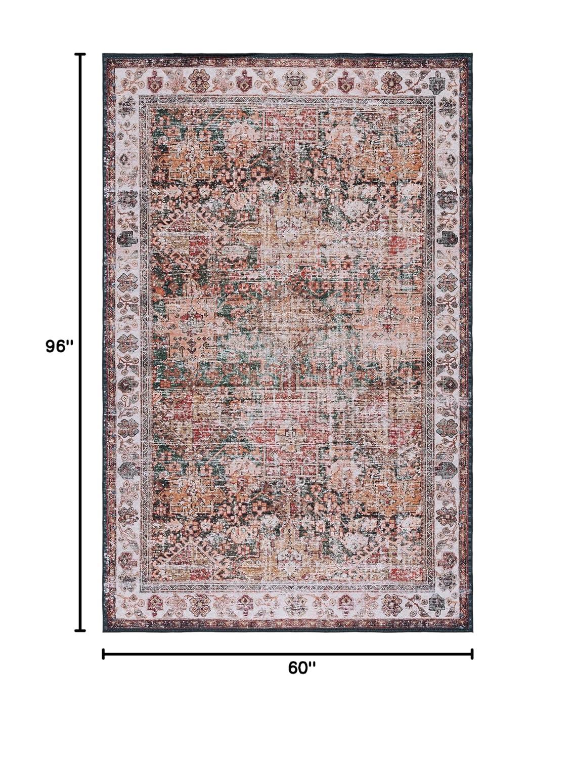 Tucson TSN114 Power Loomed Machine Washable Area Rug - Ivory/Green - 5'x8' - Safavieh.