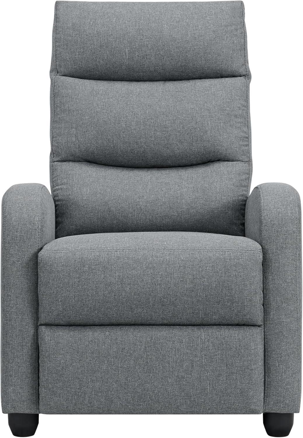 Recliner Chair for Adults Push Back Armchair Home Theater Seating with Lumbar Support Single Sofa for Living Room,Grey(Fabric)