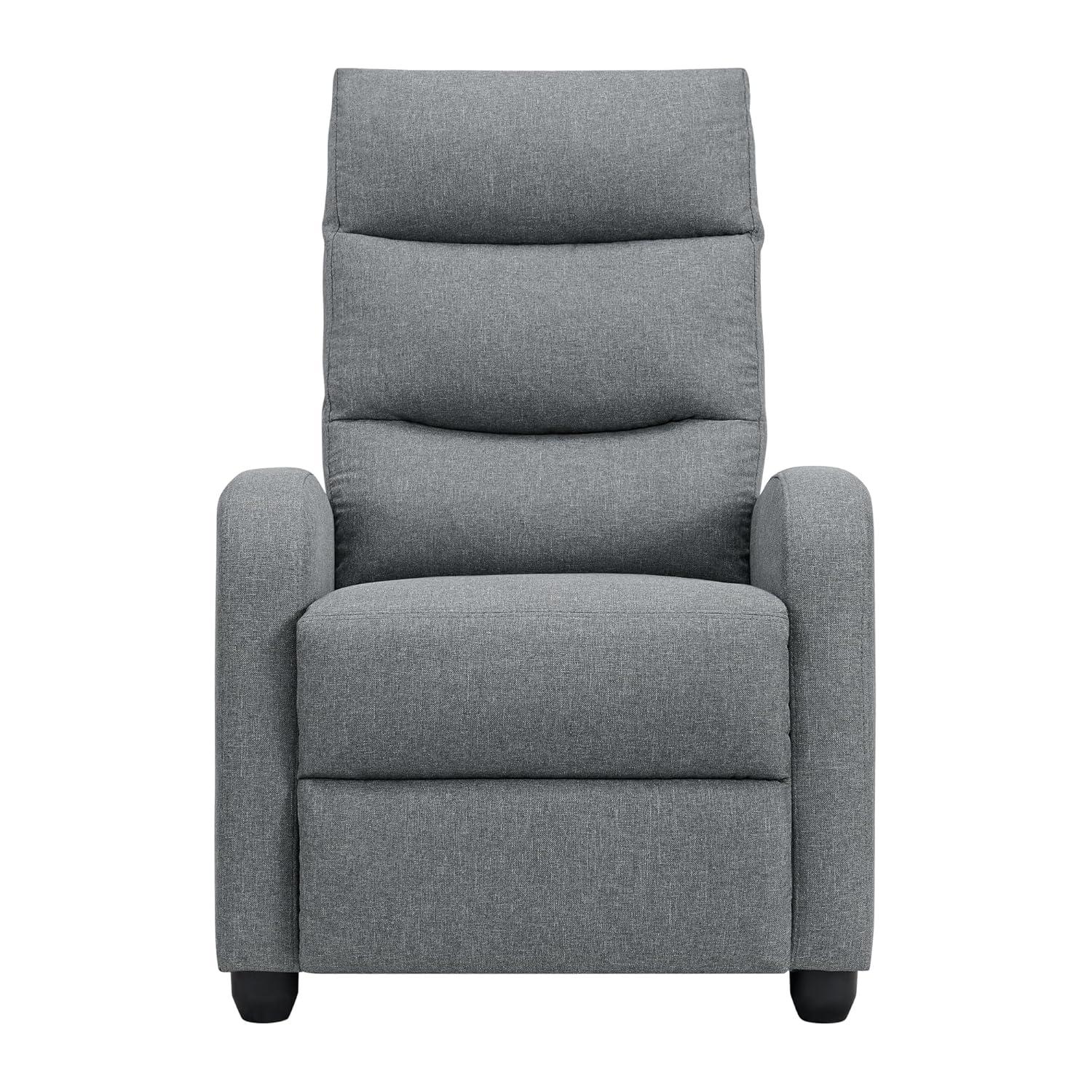 Recliner Chair for Adults Push Back Armchair Home Theater Seating with Lumbar Support Single Sofa for Living Room,Grey(Fabric)