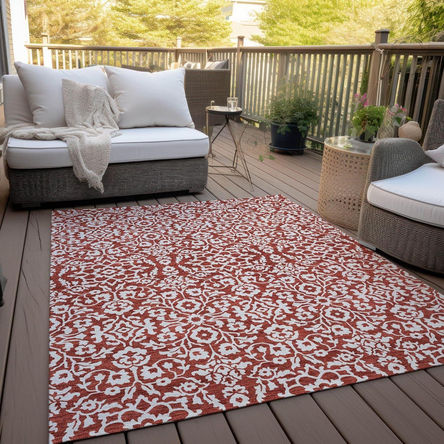 Red and White Synthetic Flat Woven Rectangular Rug 2'6" x 3'10"