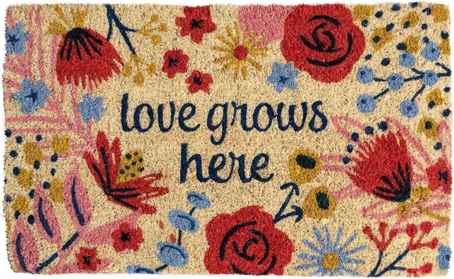 Heartfelt Charm Artisan-Crafted Coir Doormat, 18" x 30"