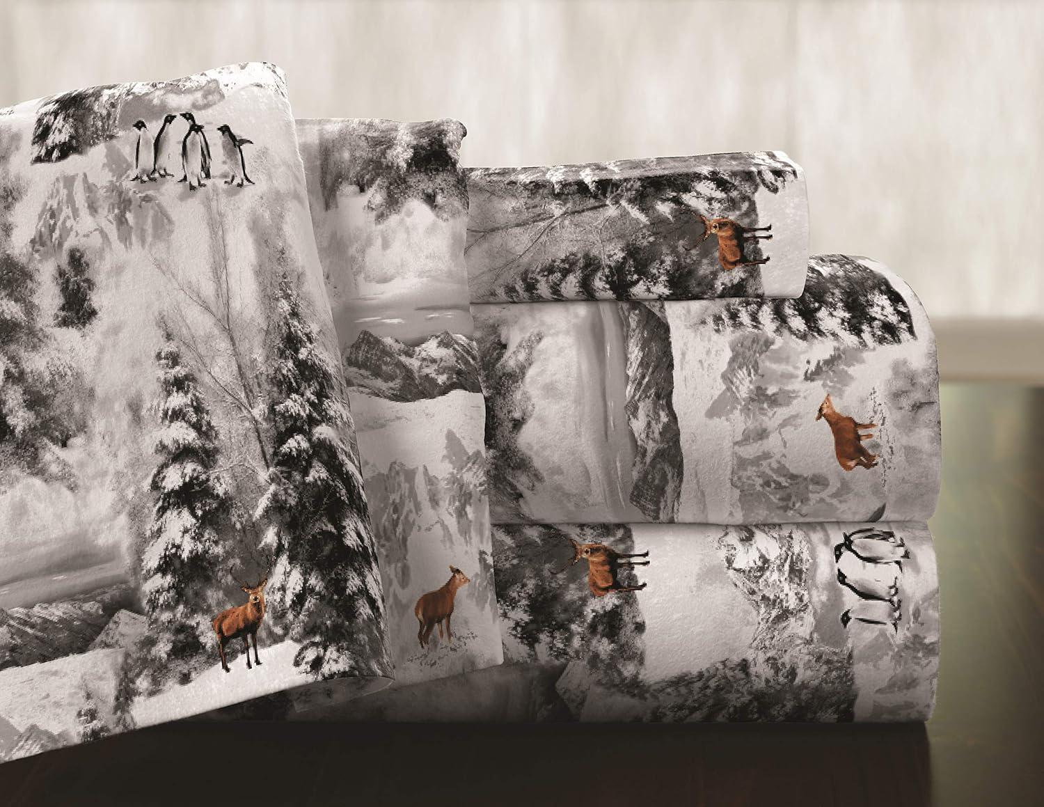Celeste Home 190 GSM Full/Queen, Winterland Duvet Set- Warm & Cozy - 100% Cotton Flannel Pre-Shrunk - Extra Soft - Comfy - Double Brushed