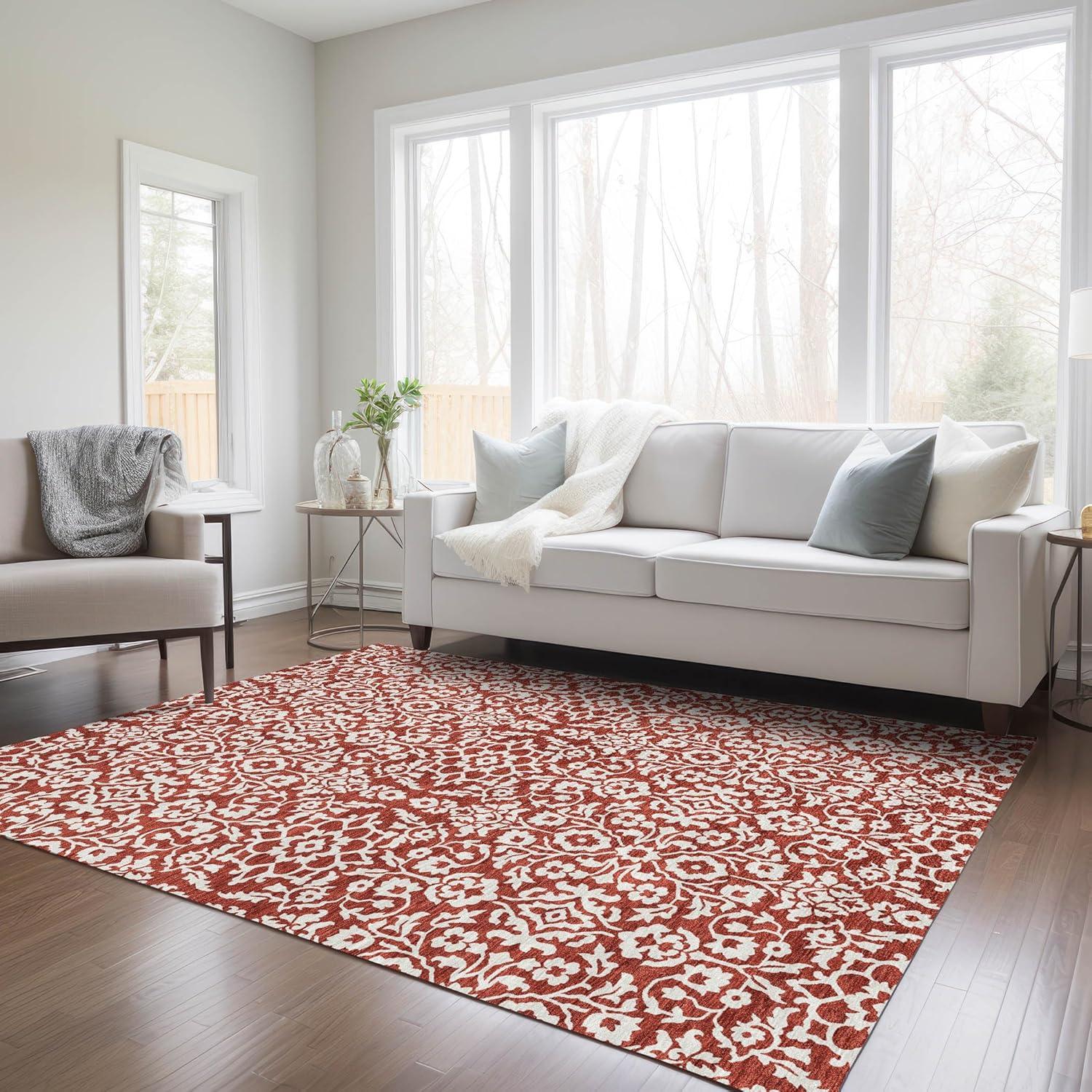 Chantille Red and White Floral 8' x 10' Indoor/Outdoor Rug