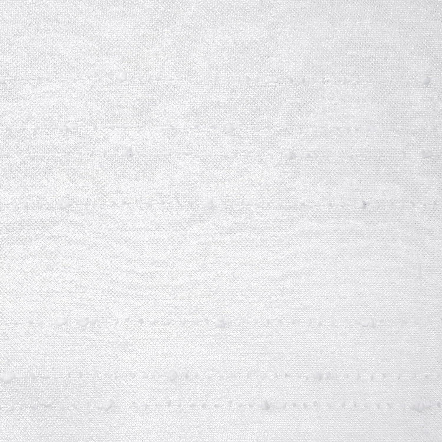 Clean Window Aya Textured Slub Stripe Linen Blend Sheer Rod Pocket Kitchen Curtain Valance