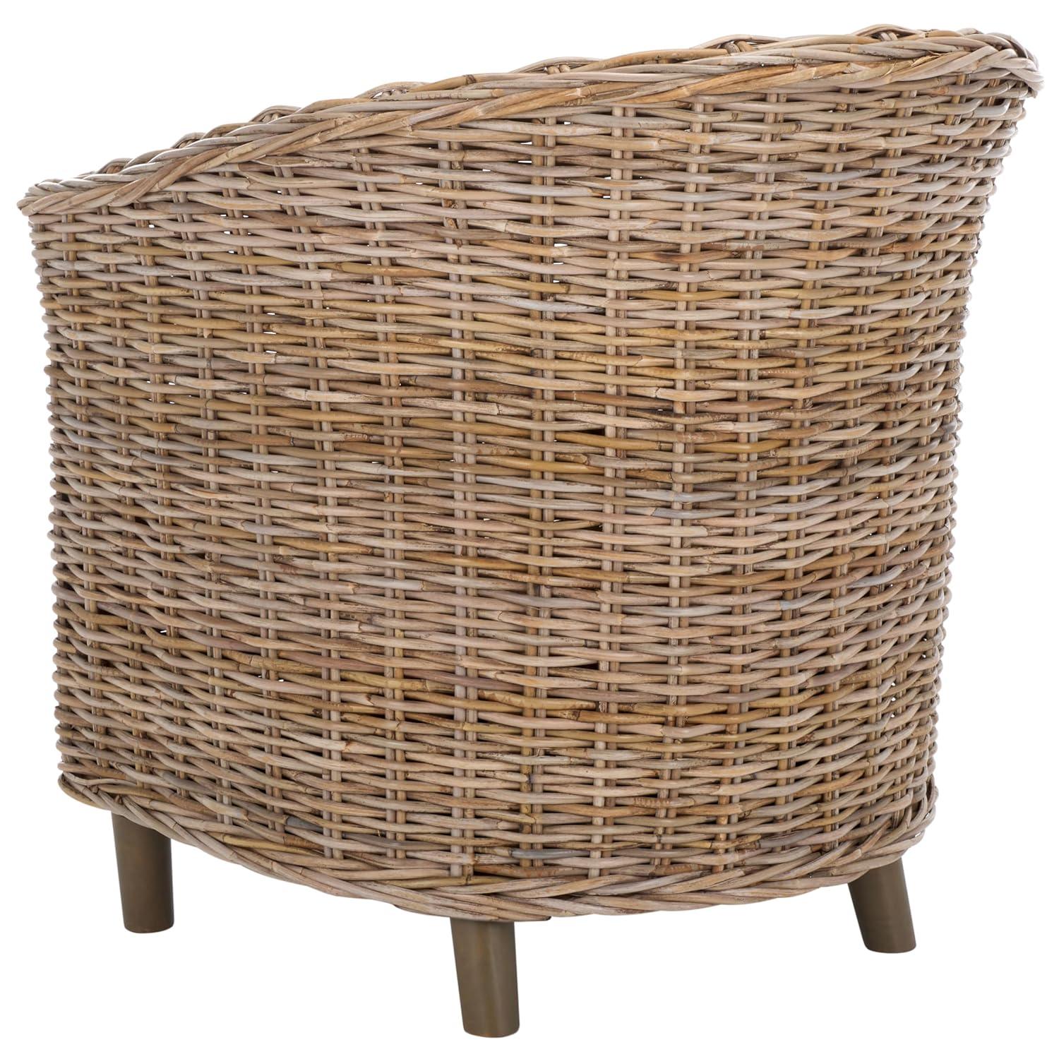 Omni Barrel Chair - FOX6501 - White/Natural Unfinished - Safavieh
