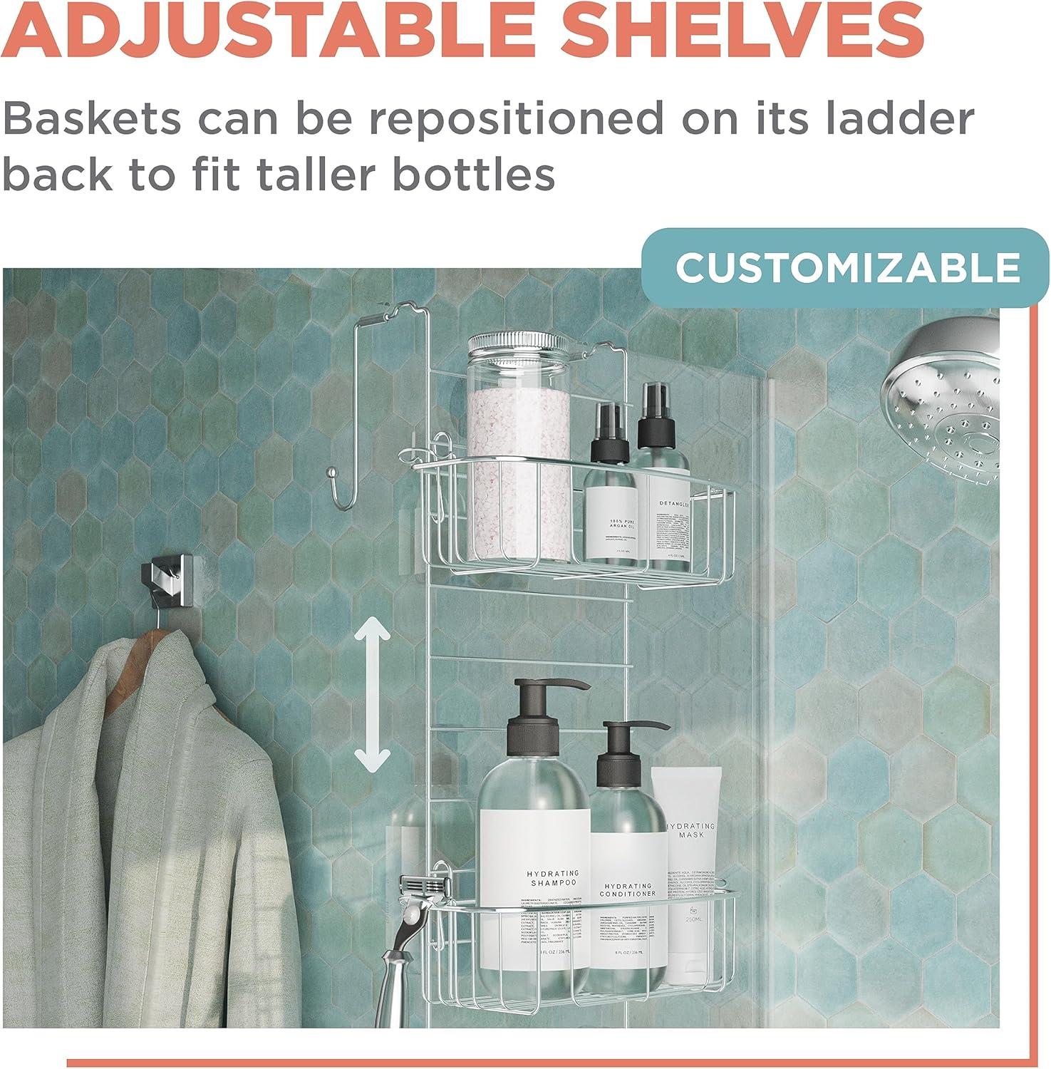 Bathstyles Over the Shower Door Caddy in Chrome