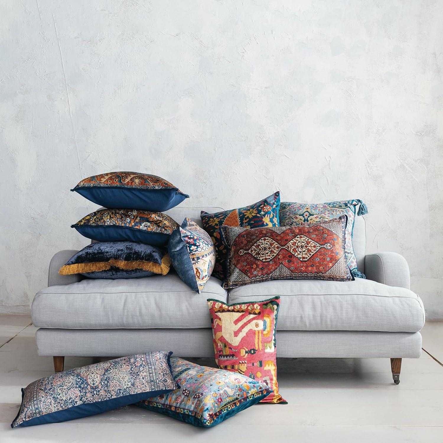 Creative Co-Op Silk Fringed Pillow