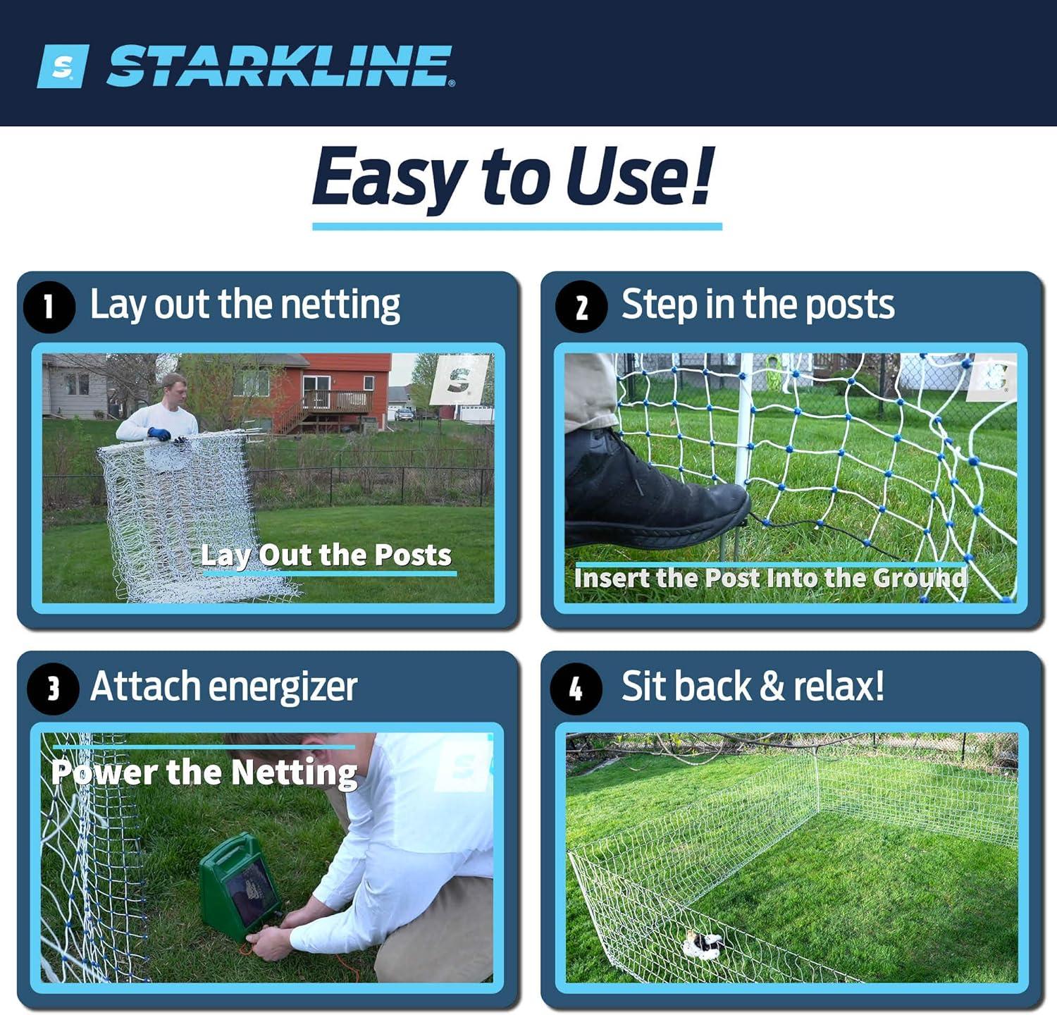 Starkline 35" x 164' Blue Electric Fence Netting with Stainless Steel Conductors