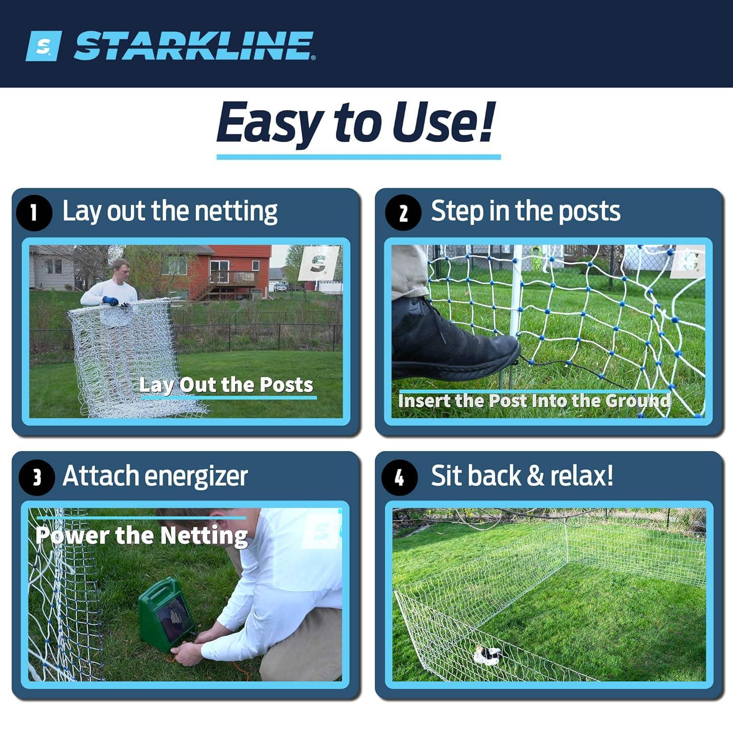 Starkline 35" x 164' Blue Electric Fence Netting with Stainless Steel Conductors