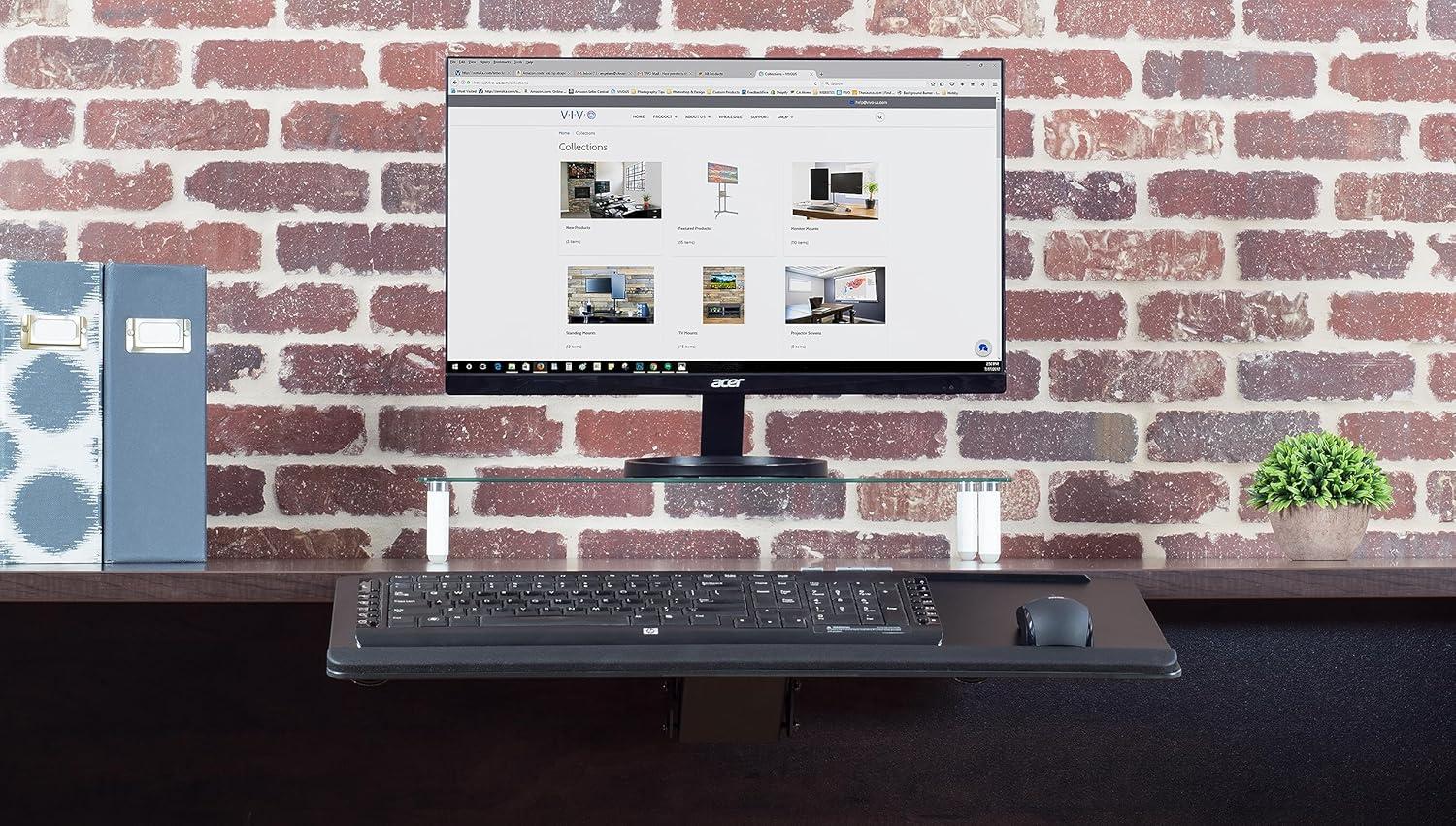 Black Adjustable Under Desk Keyboard Tray with Gel Padding