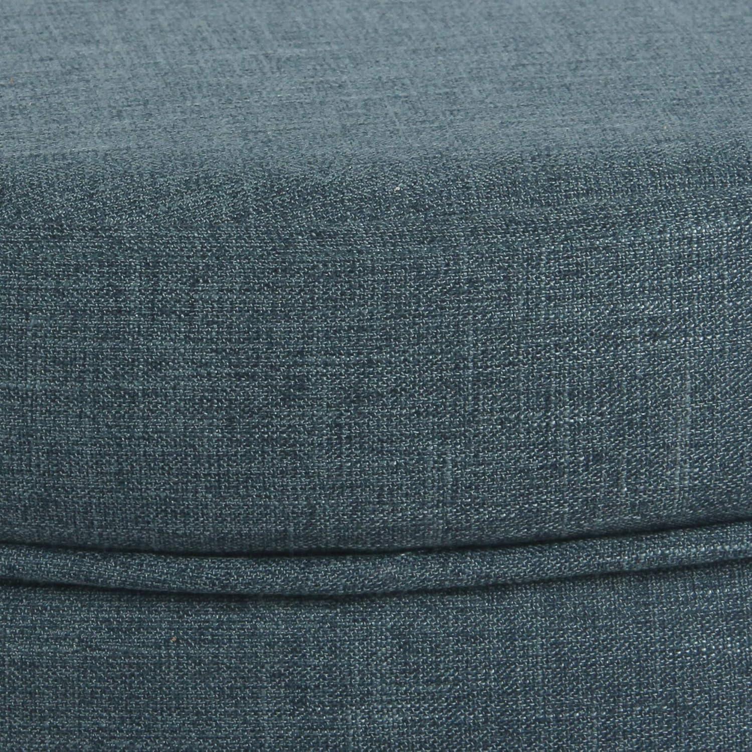 Round Storage Ottoman Teal - HomePop: Upholstered Footstool, Easy Lift Top, 250lb Capacity