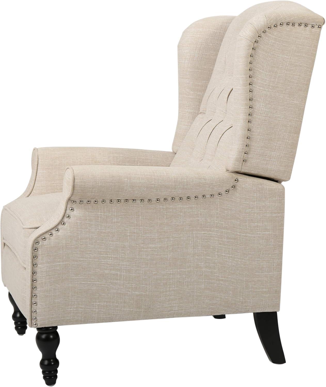 Elizabeth Light Beige Tufted Fabric Recliner Chair