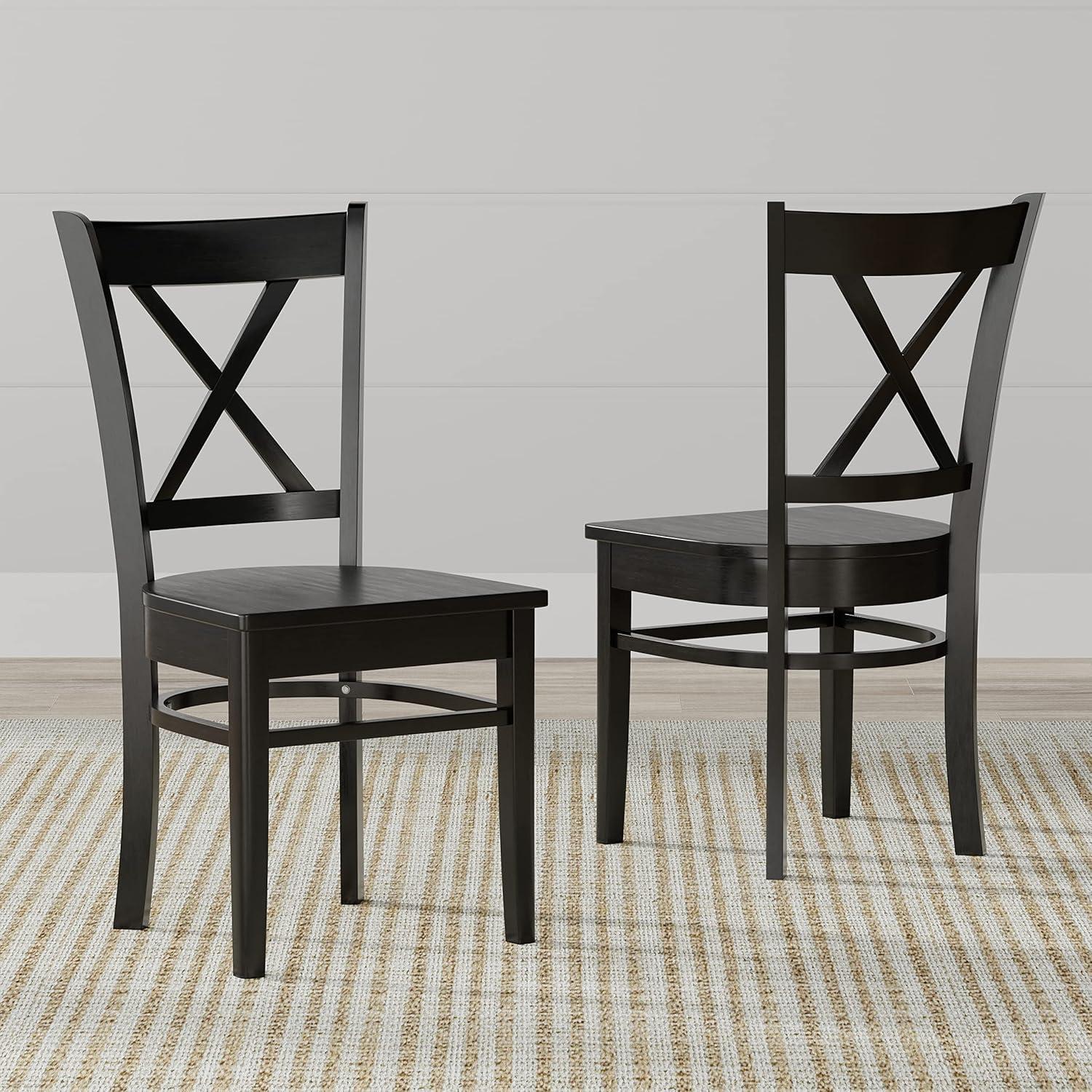 Glenwillow Home Cross Back Solid Wood Dining Chairs in White (Set of 2)