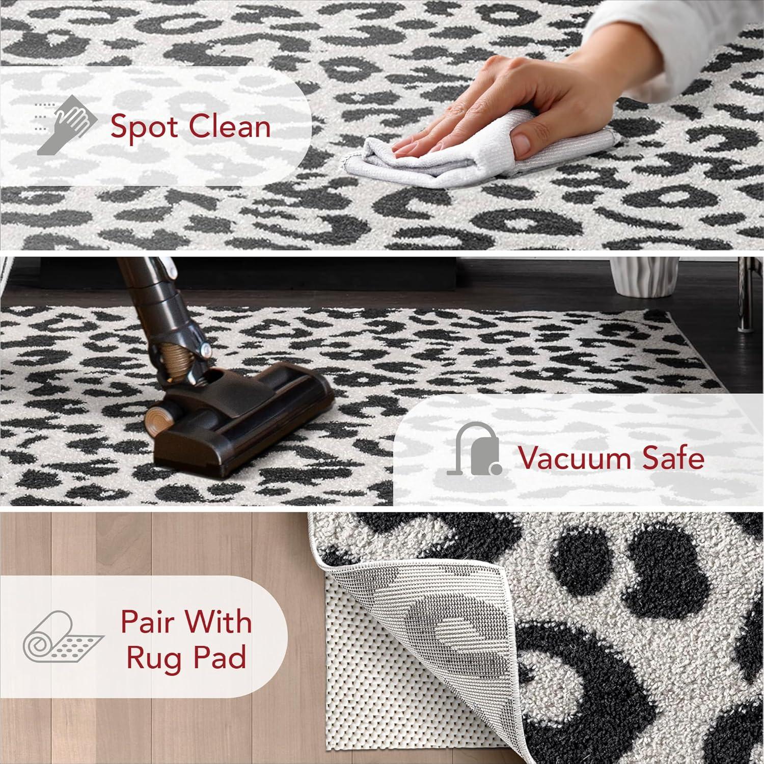 Nuloom Leopard Animal 8x10 Indoor Area Rug for Living Room Bedroom Dining Room Kitchen, Dark Grey/Ivory