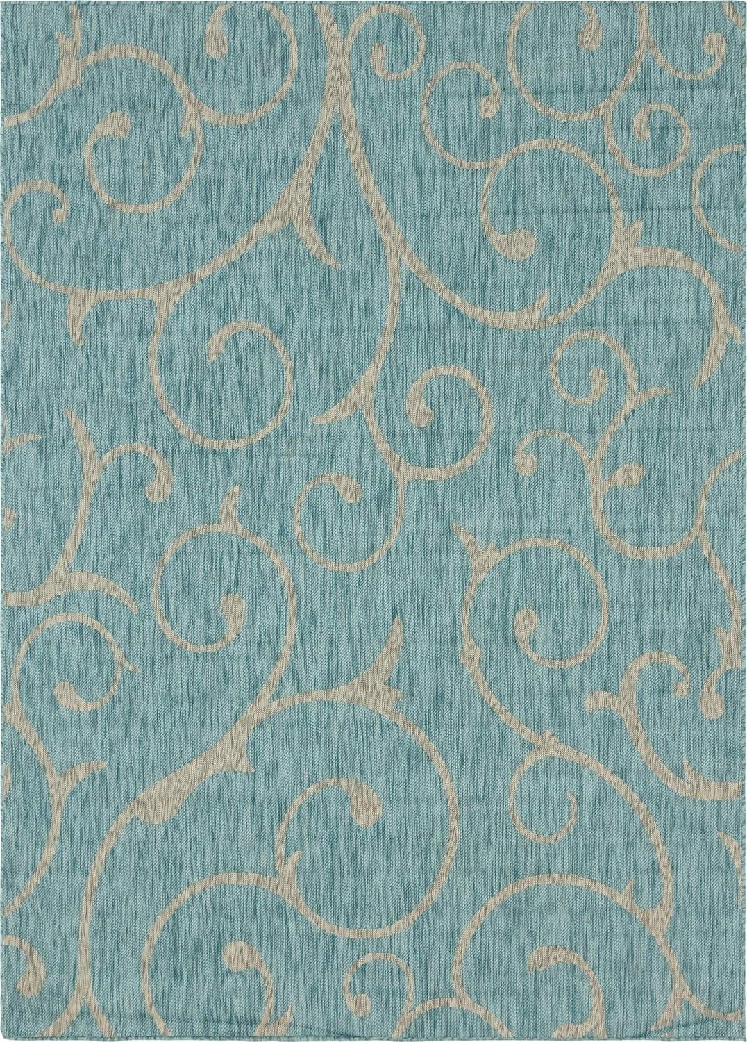 Unique Loom Outdoor Botanical Curl Damask Woven Area Rug