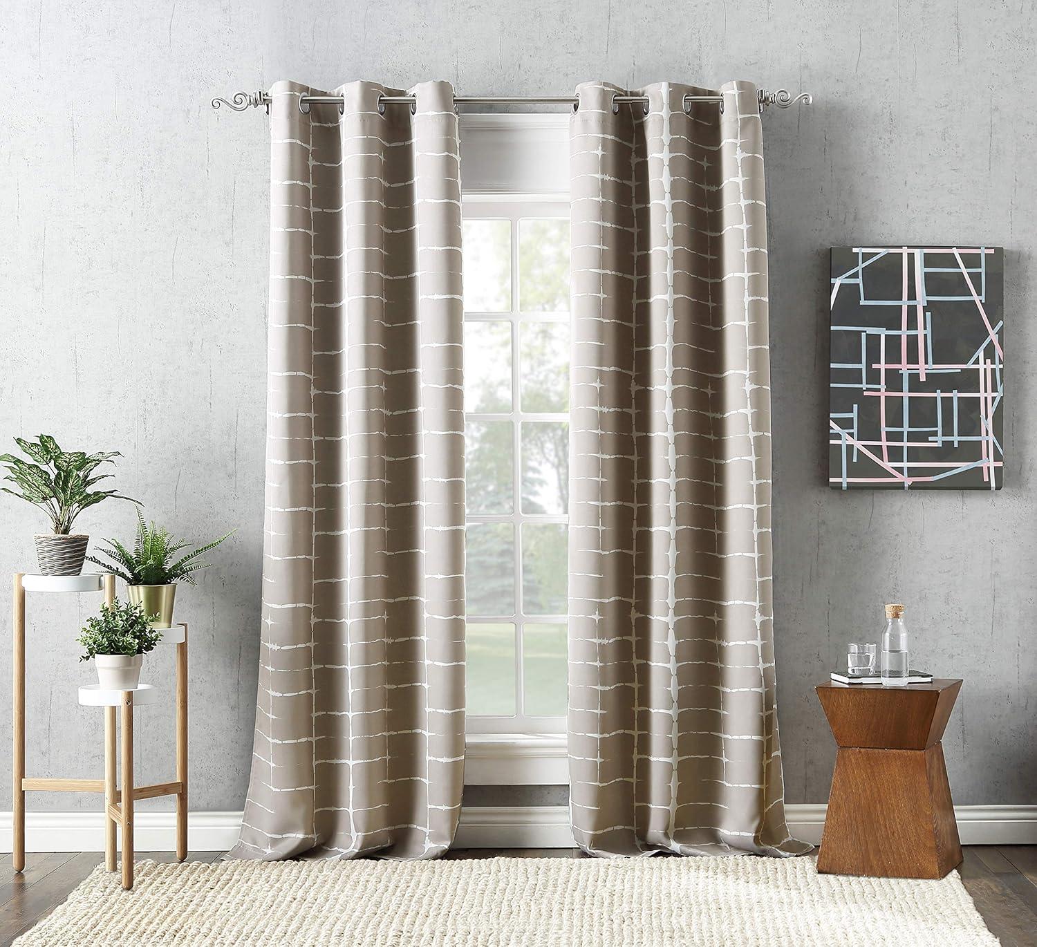 Stone Shibori Print Blackout Grommet Curtain Panel