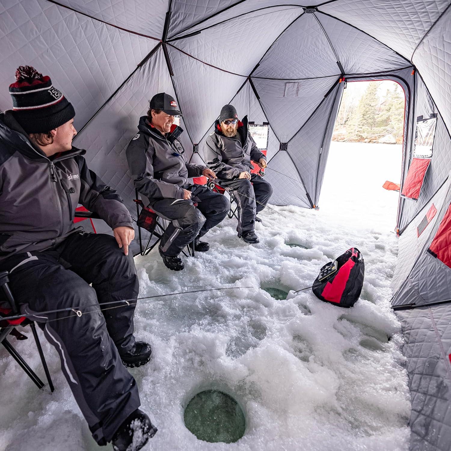 Eskimo QuickFish™ 6HD, Pop-Up Portable Shelter, No-Trip Door, Red/Black, Six Person, 46076