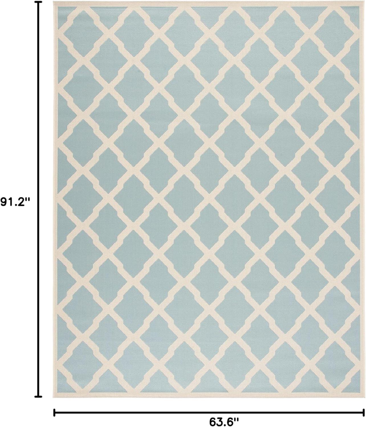 SAFAVIEH Beach House Loraine Trellis Indoor/Outdoor Area Rug Aqua/Cream, 5'3" x 7'6"