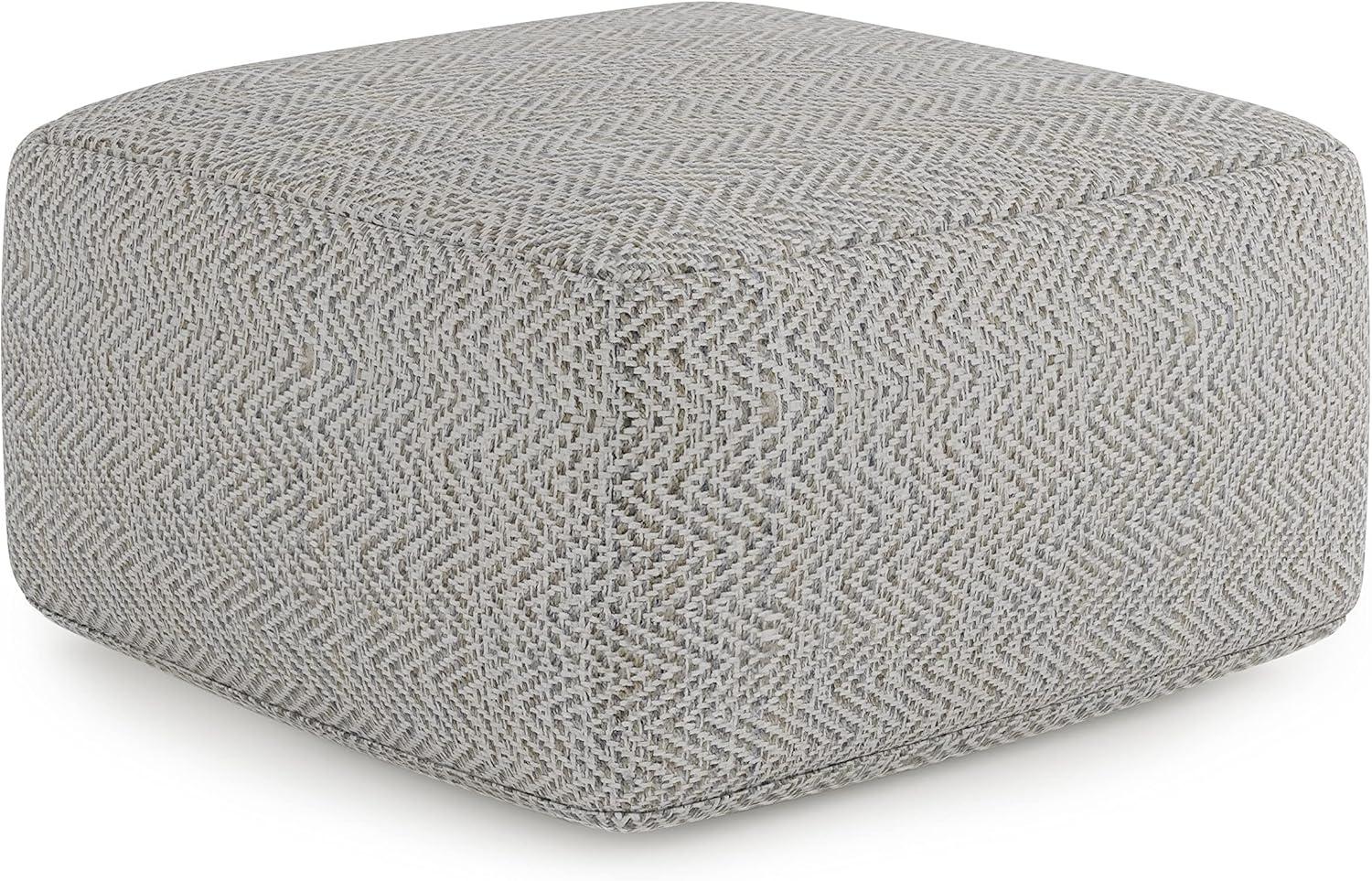 Gray Melange Cotton Blend Square Pouf