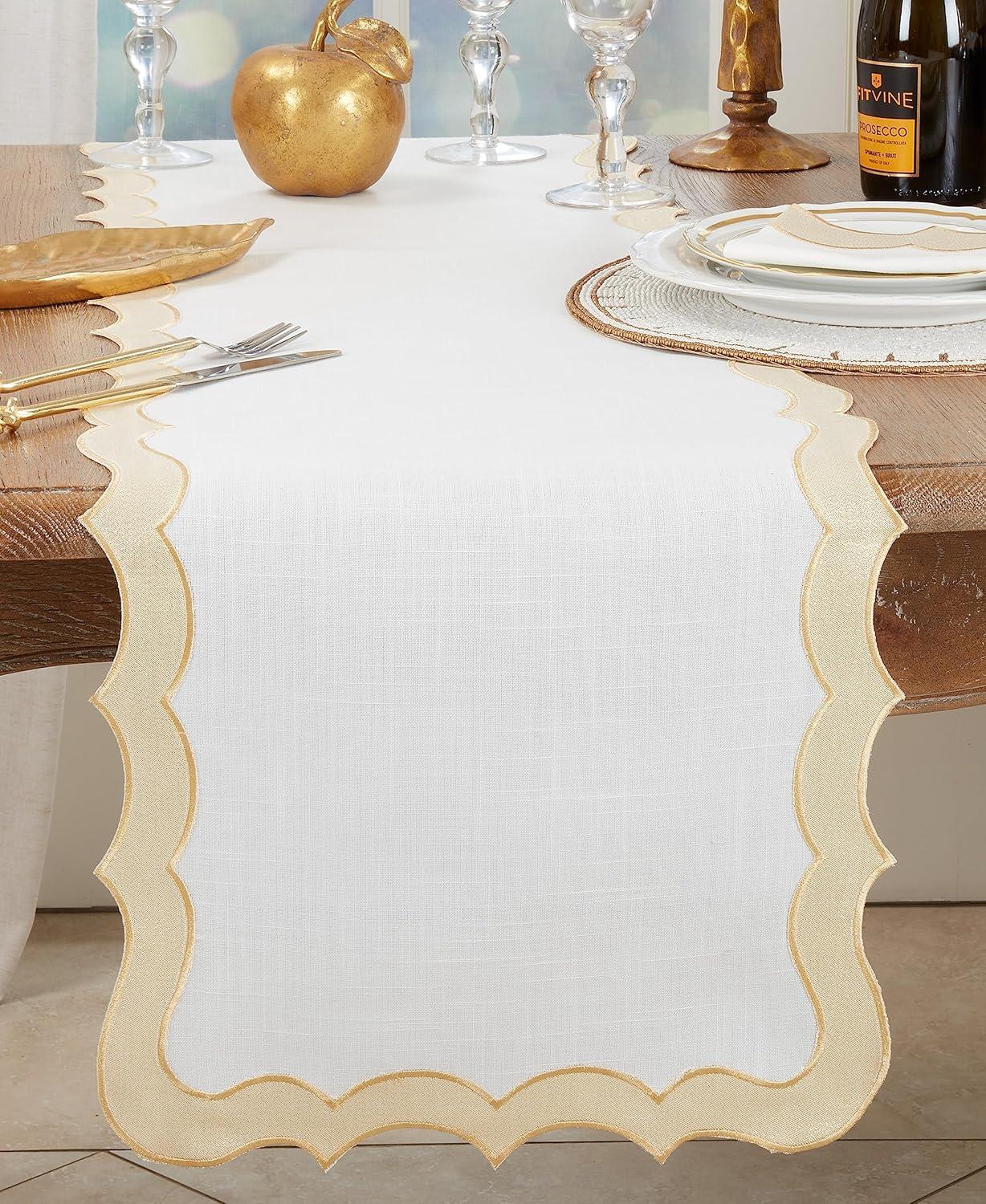 Saro Lifestyle Elegant Scallop Edge Table Runner